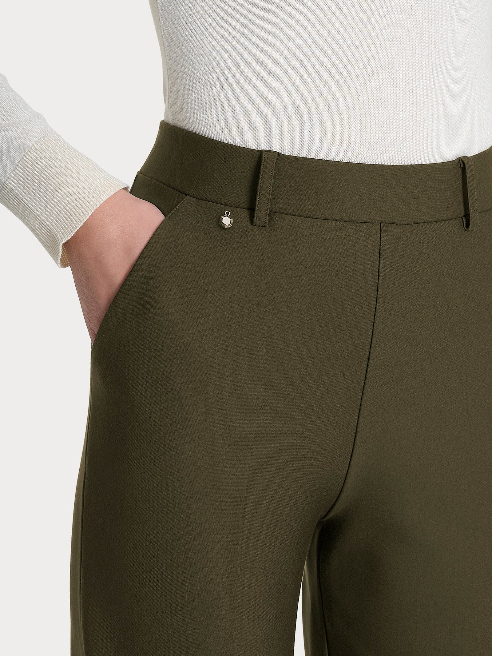 Ragno Compact Pantalone Palazzo Donna Dark Olive Tasche