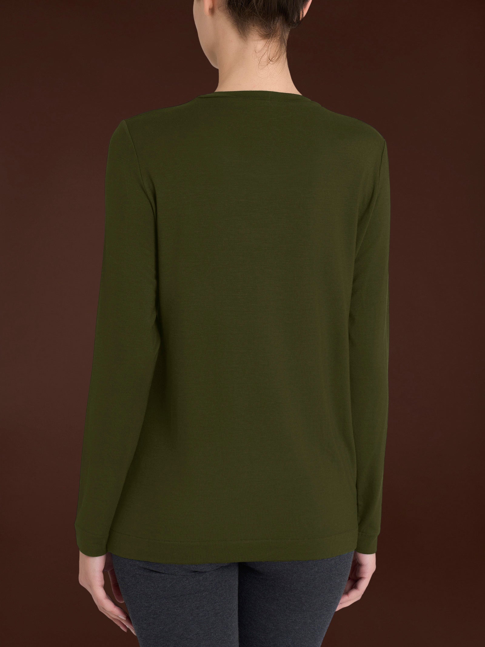 Ragno Eco Viscosa maglietta girocollo dark olive manica lunga