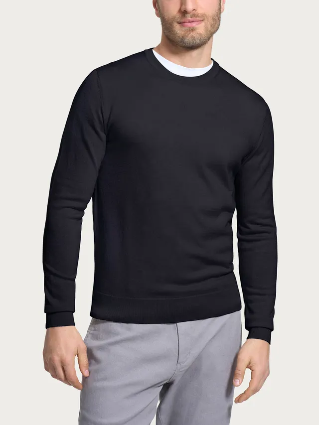 Ragno Merino Soft pull girocollo nero lana