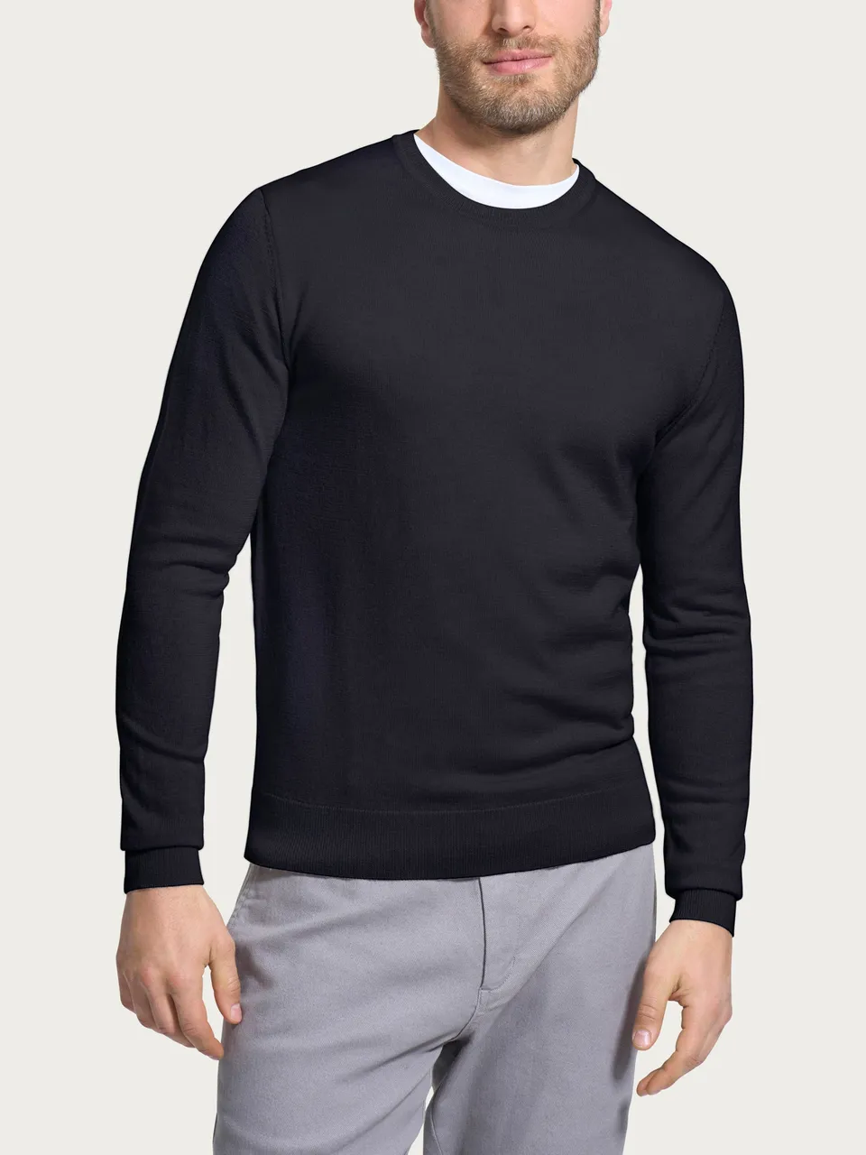 Ragno Merino Soft pull girocollo nero lana