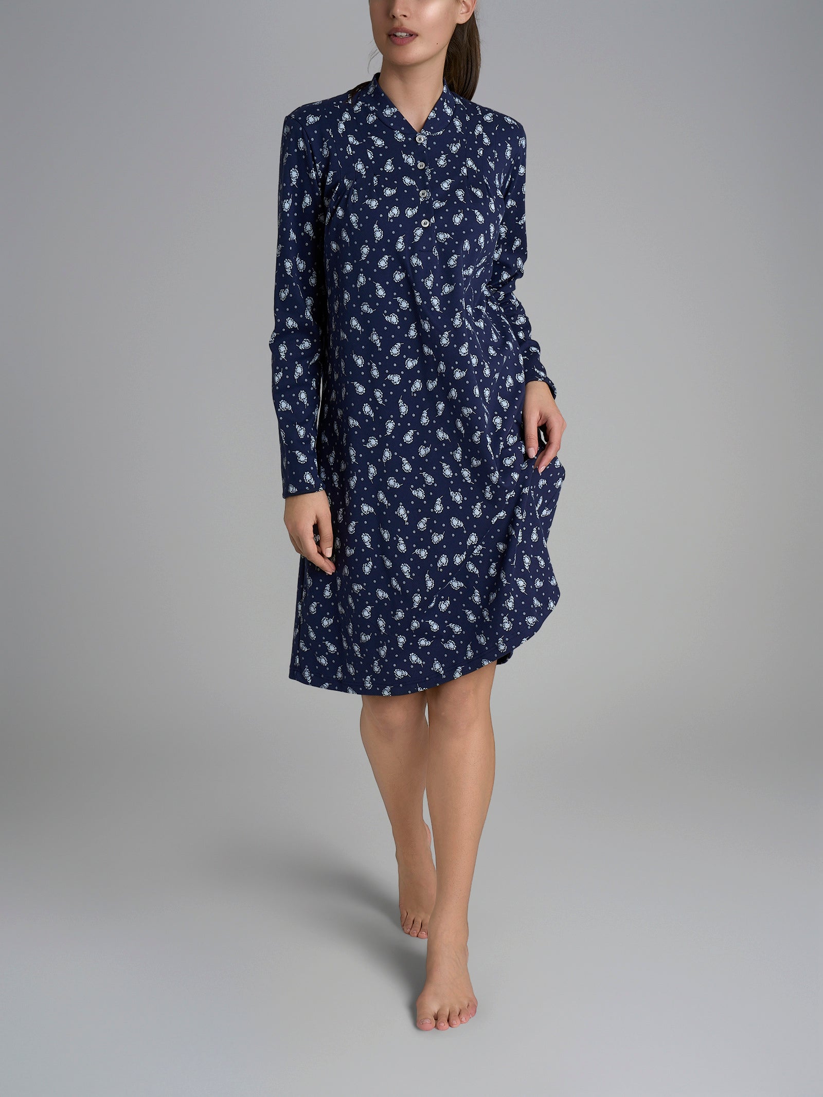 Ragno Sweet Emotion camicia da notte corta cotone blu fiori