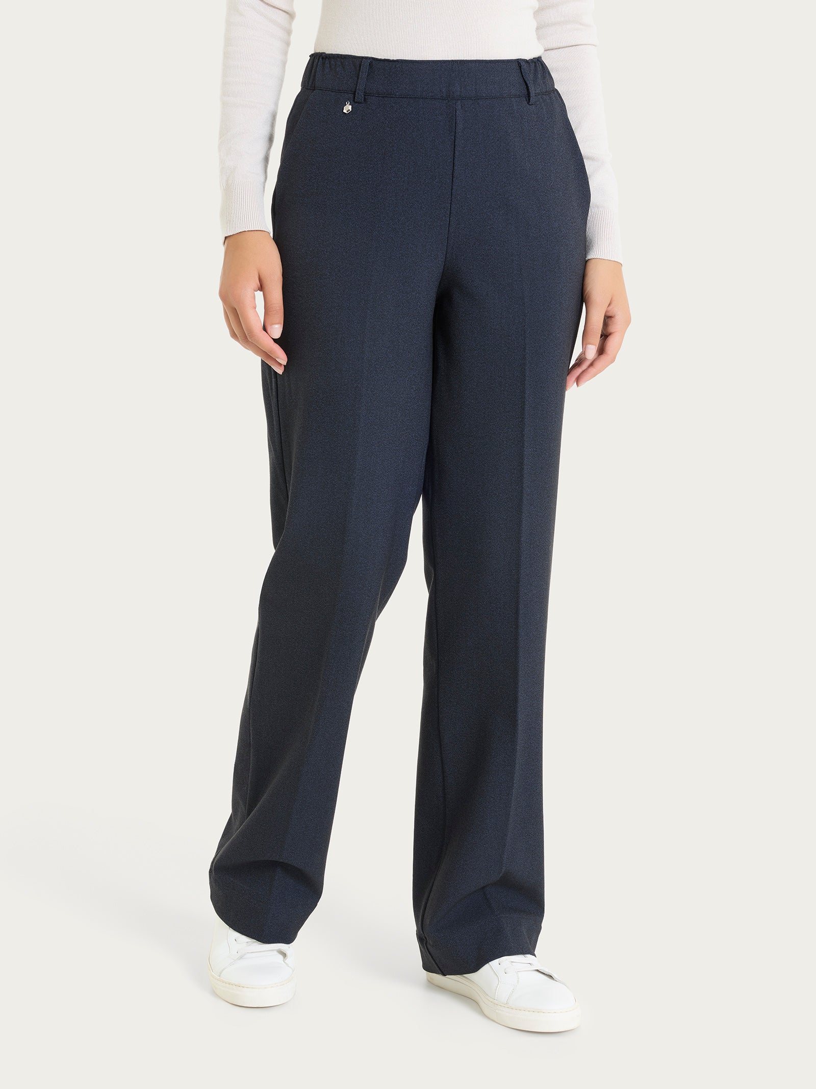 Ragno Compact pantalone ampio Bleu Mel. flanella twill