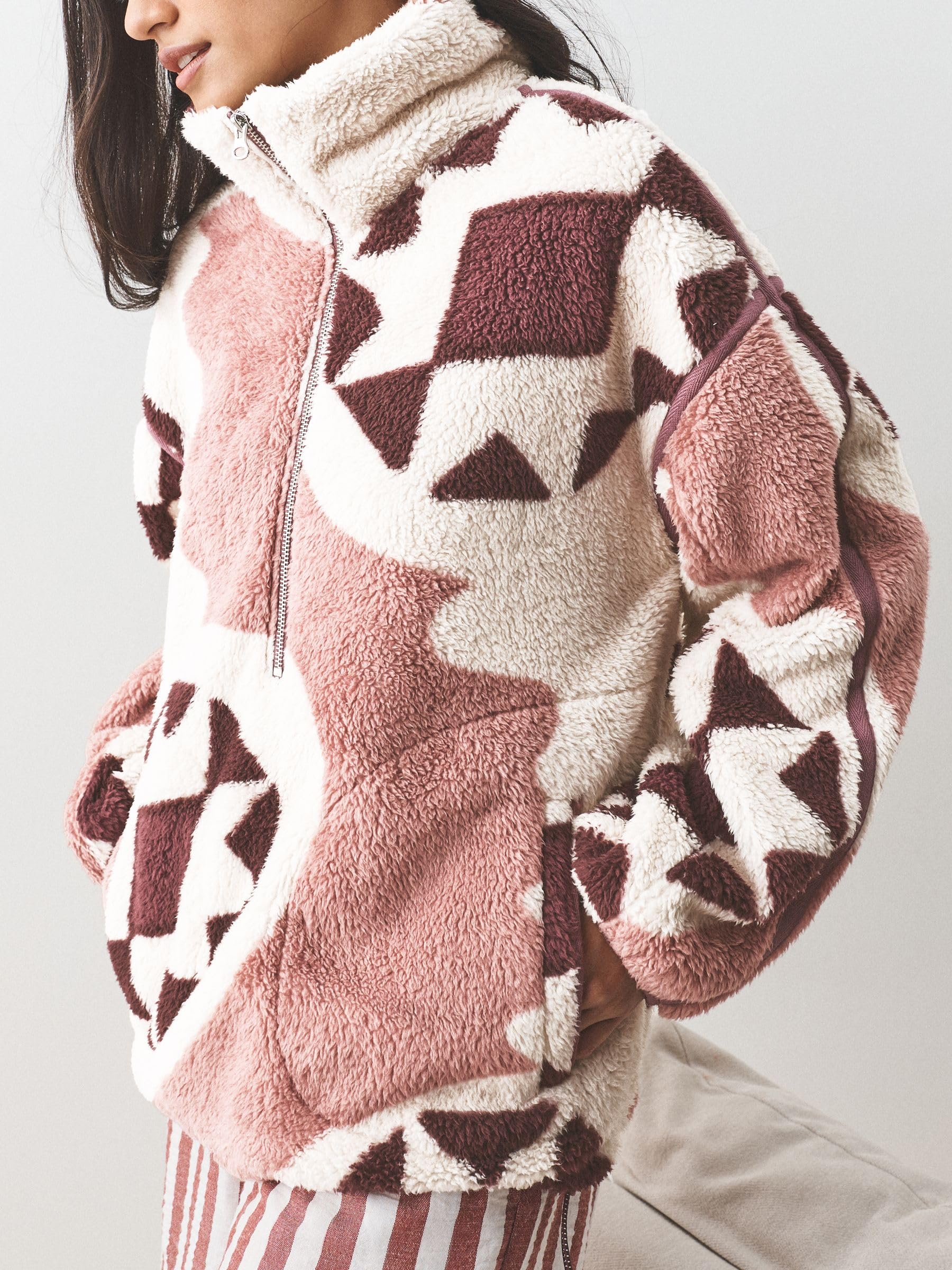 Next pile donna mezza zip sherpa morbido uso quotidiano