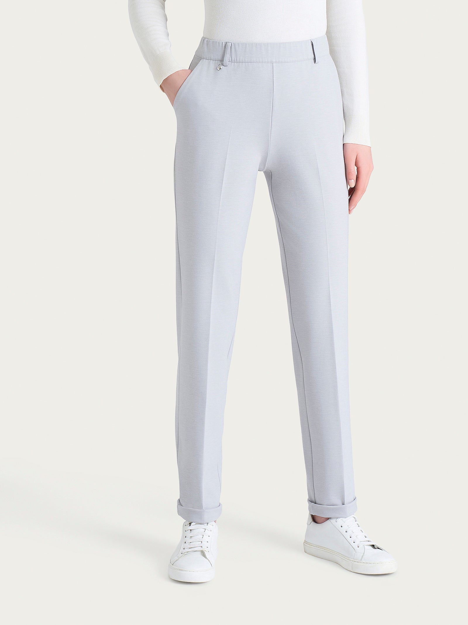 Ragno Cashmere Compact Pantalone dritto Ghiaia Mel.