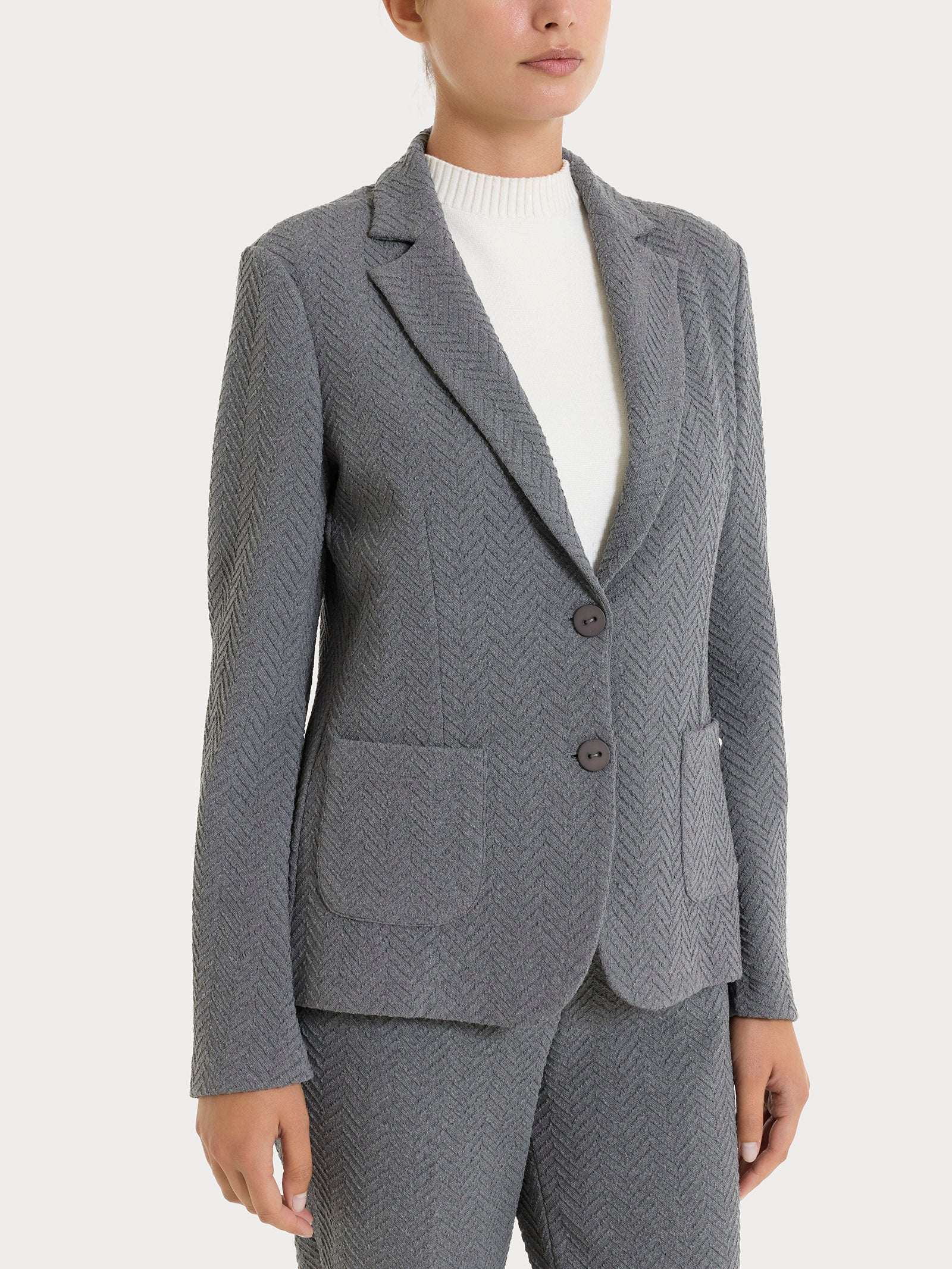 Ragno Compact Blazer Due Bottoni Donna Grigio Jacquard