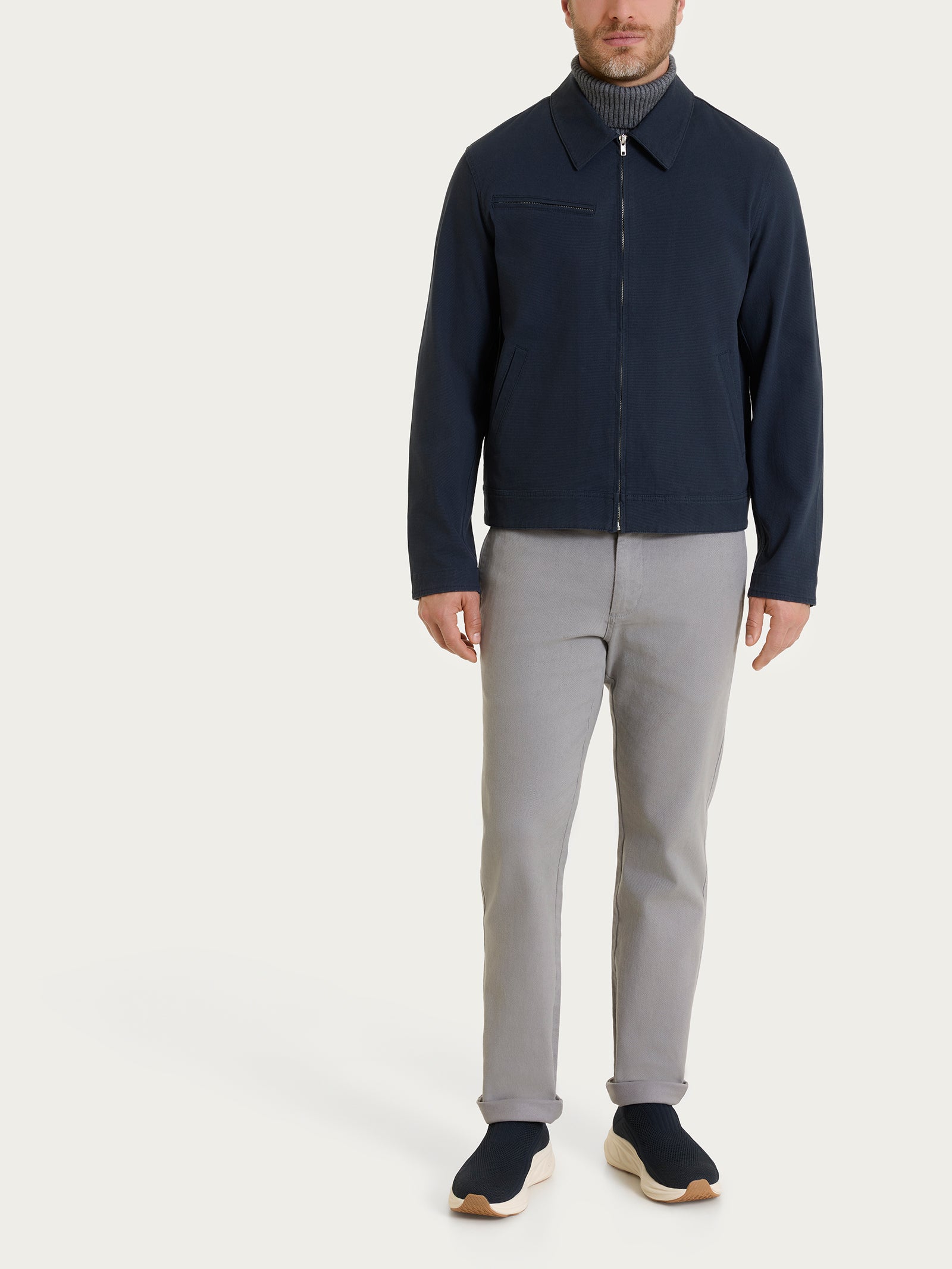 Ragno Canvas Stretch giacca zip blu uomo