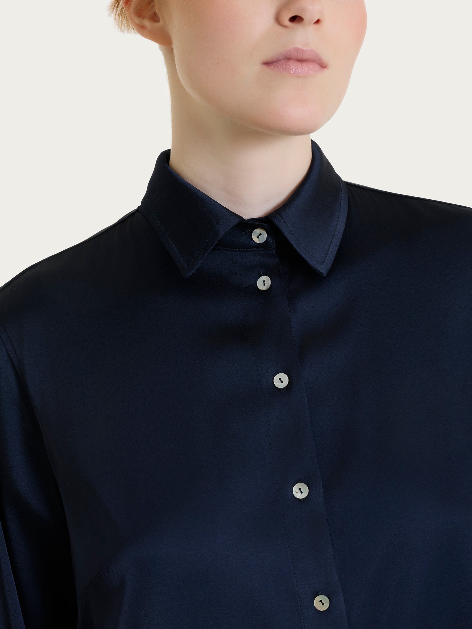 Ragno Gem Camicia Donna Stretch Satin Bleu manica lunga