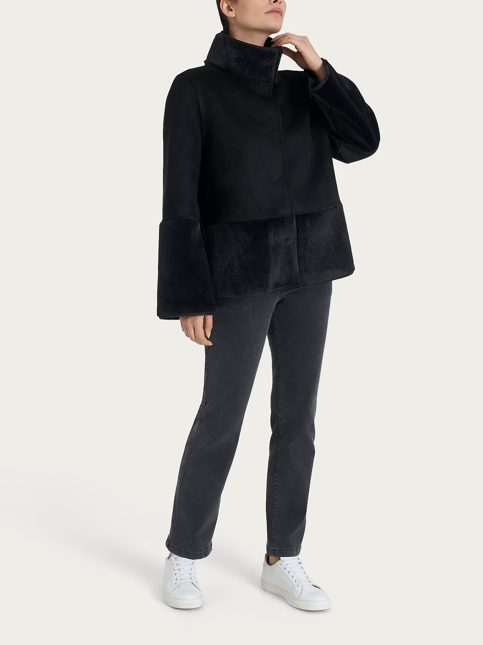 Ragno Compact giacca corta double-face donna nero