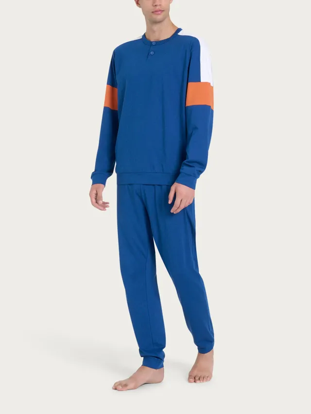 Ragno Jersey Cotone Pigiama Lungo Uomo Navy Peony