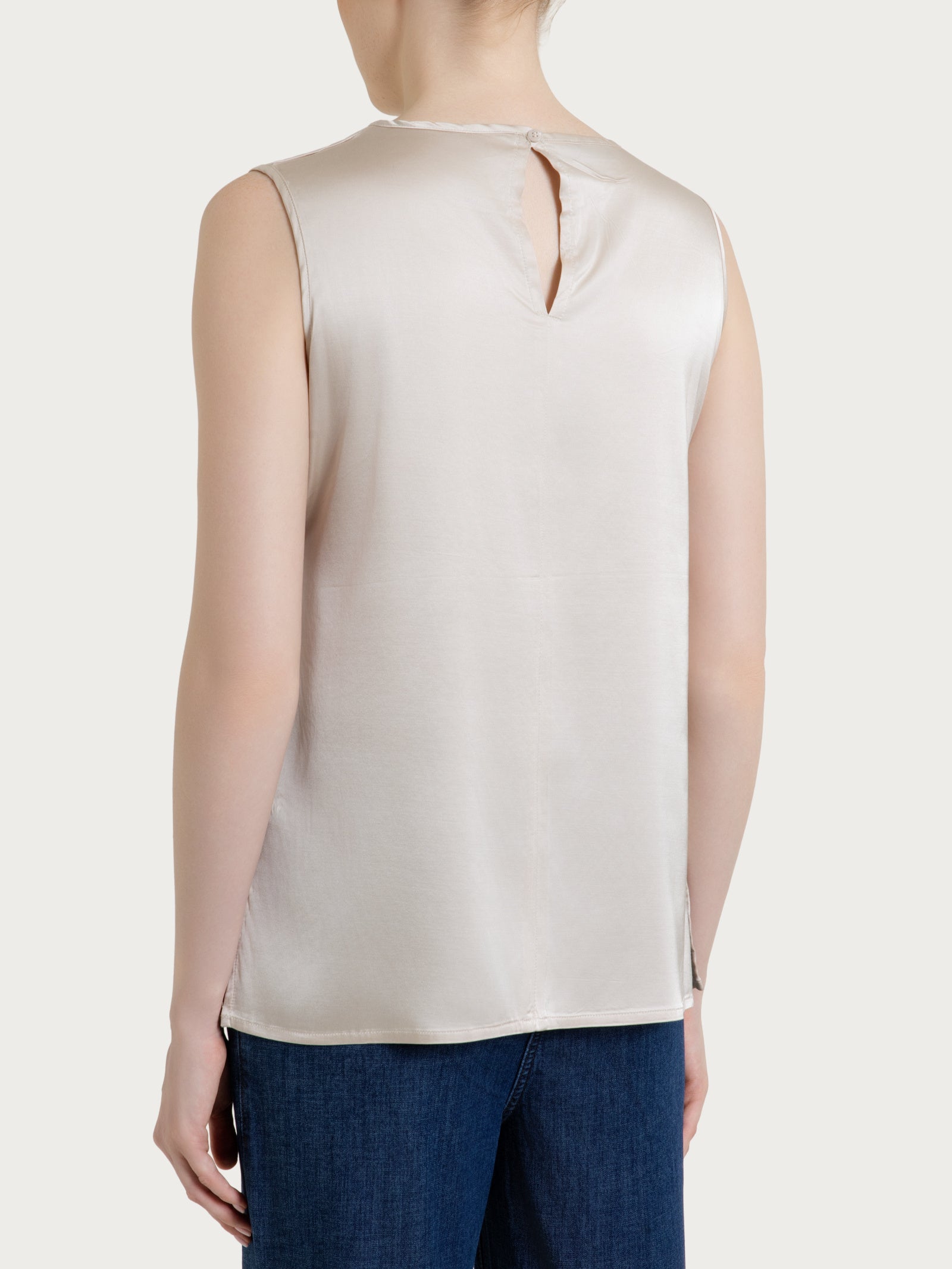 Ragno Stretch Satin top spalla larga champignon fluido