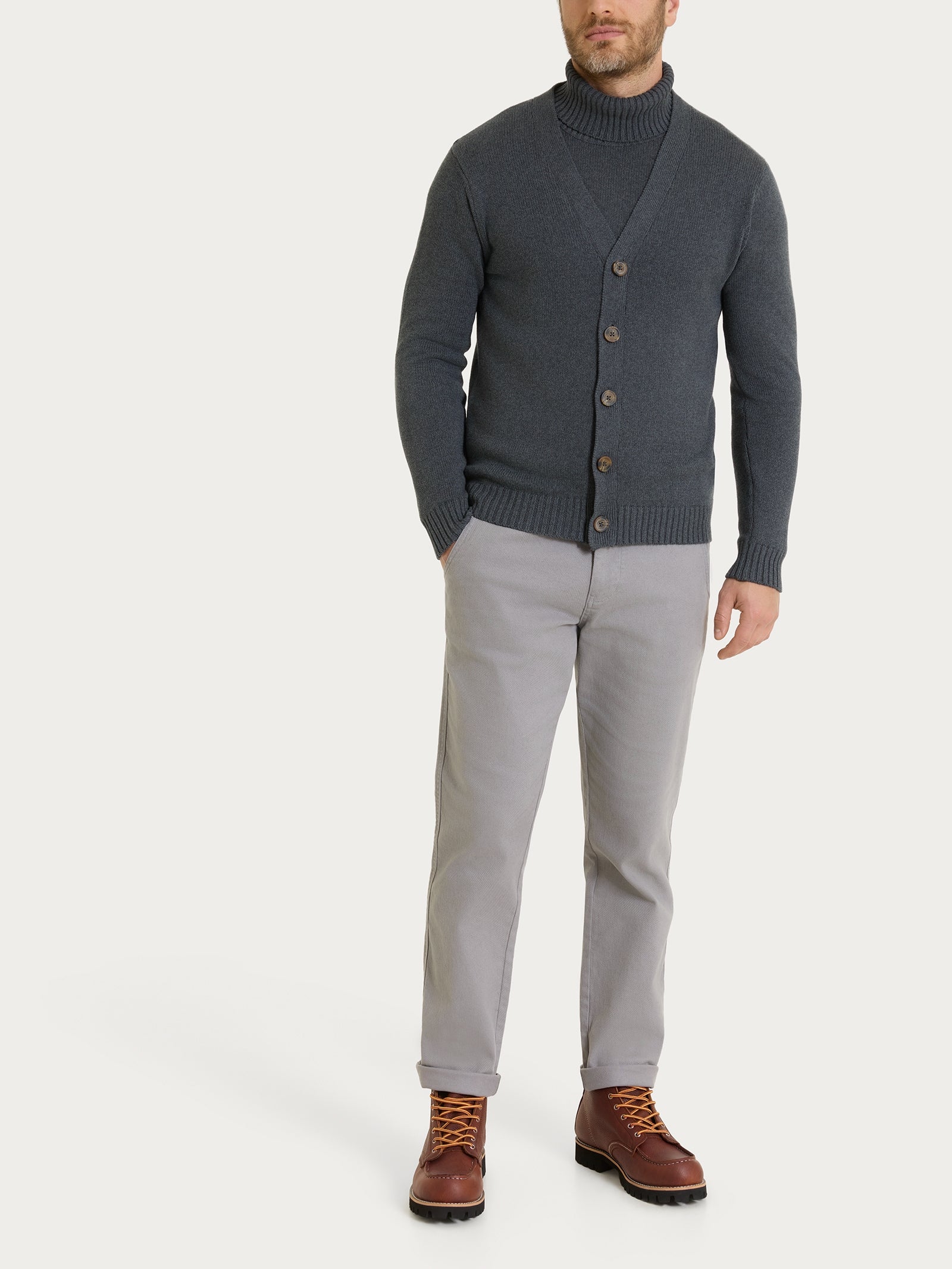 Ragno Winter Cotton Cardigan uomo Ardesia Mel. puro cotone