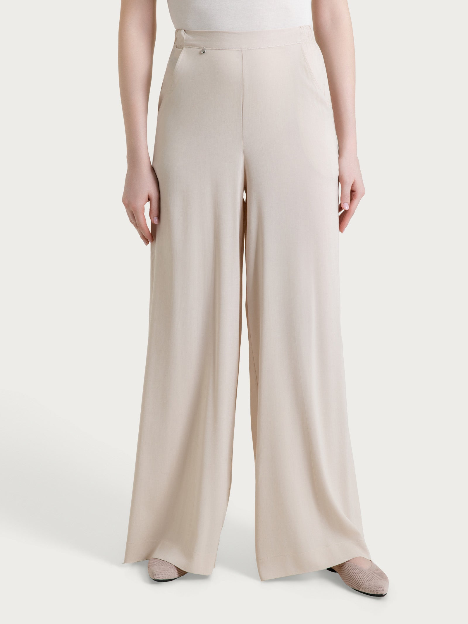 Ragno Viscosa Summer Pantalone Palazzo Champignon con tasche