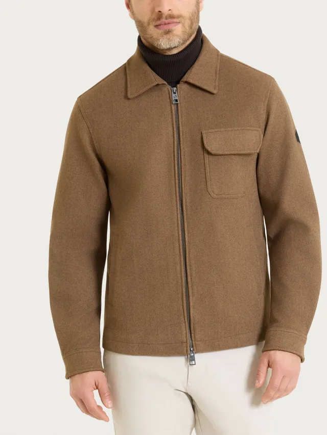Ragno Vegan Wool Giacca collo camicia Castoro Mel. uomo