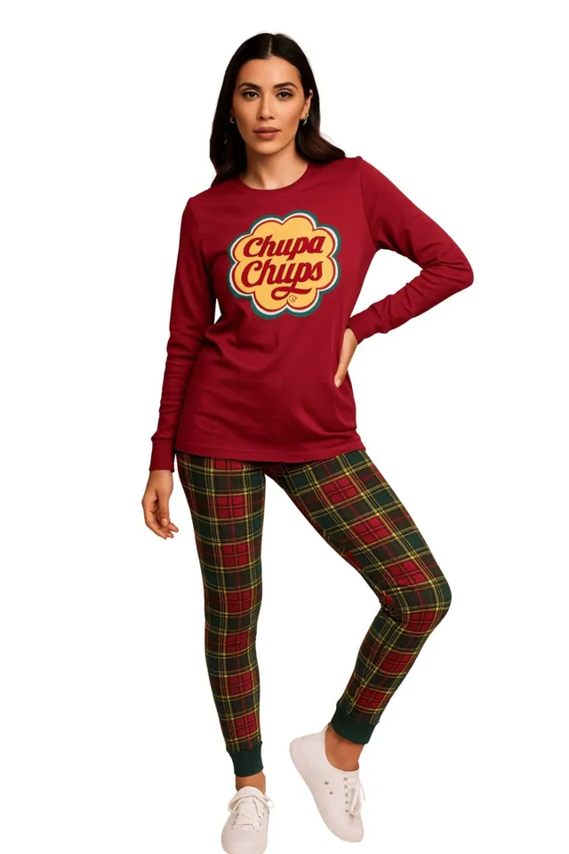 Lady C Pigiama Cotone Bordeaux Chupa Interlock Invernale