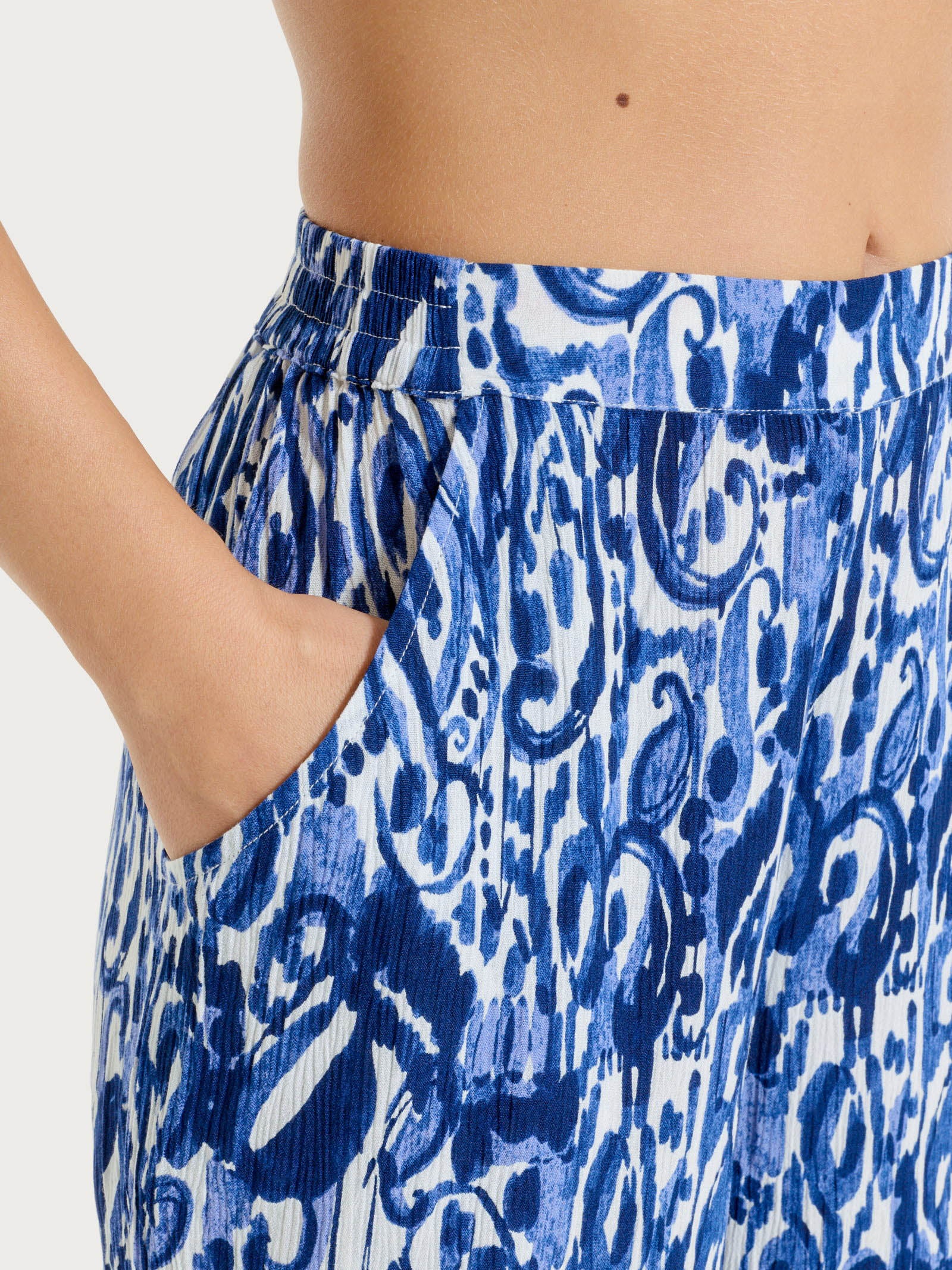 Ragno Crêpe pantalone ampio Fant. Oceana viscosa beachwear