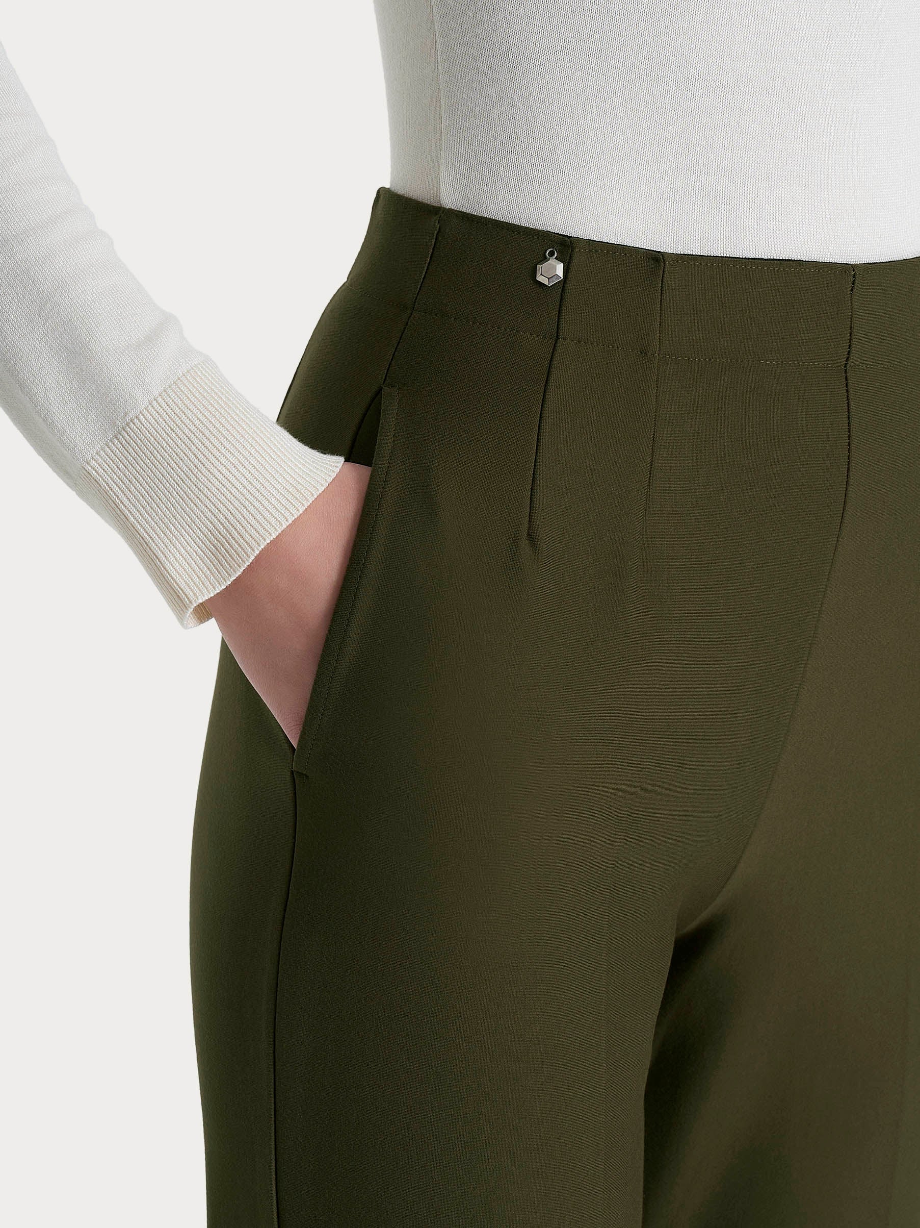 Ragno Compact Pantalone Carrot donna Dark Olive tapered