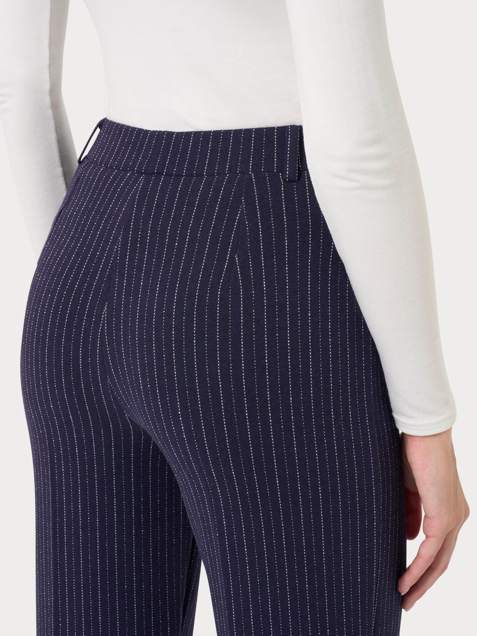 Ragno Eco Jacquard Pantalone Ampio Gessato bleu wide leg