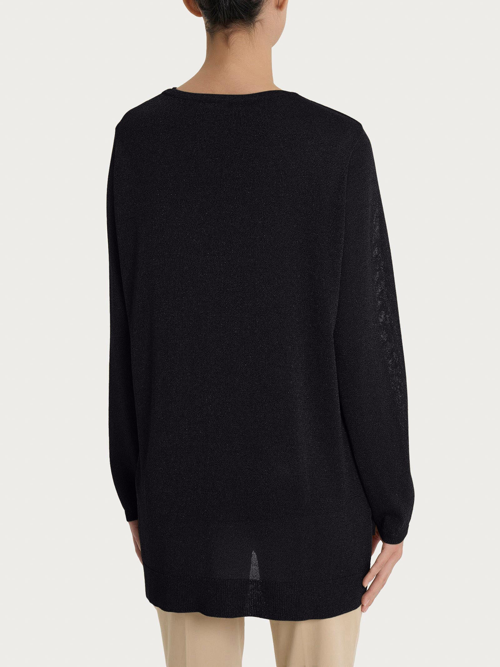 Ragno Crêpe Lurex cardigan con bottoni Nero