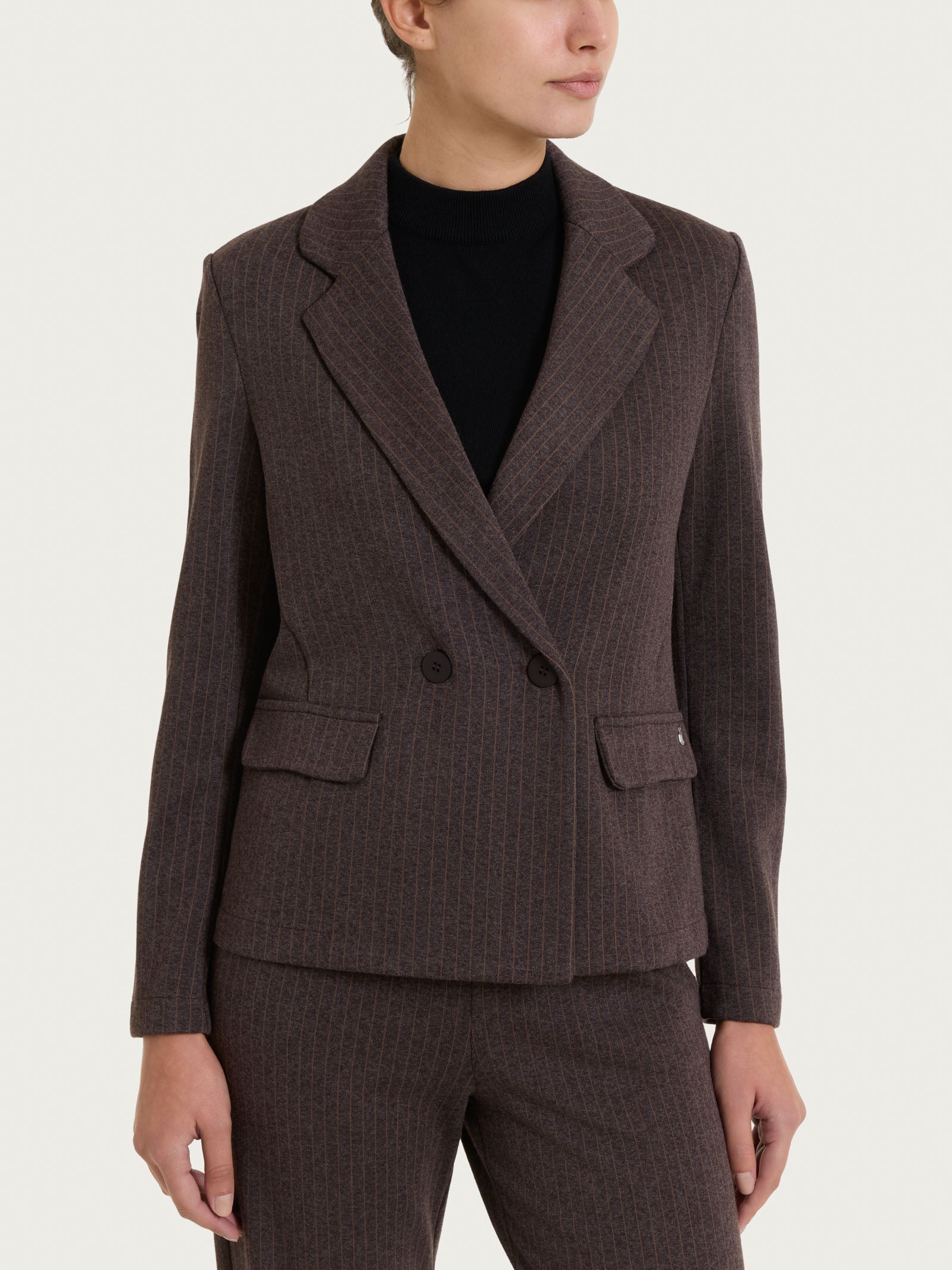 Ragno Eco Jacquard Blazer Gessato Chocolate Doppio Petto