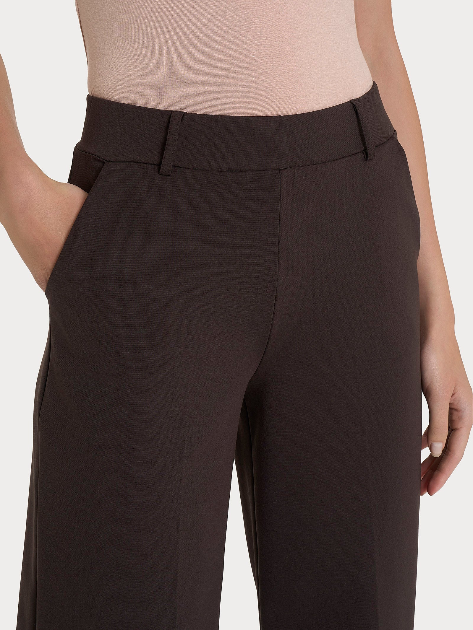 Ragno Compact Light The Wide Leg Pantalone Palazzo Chocolate Torte con tasche