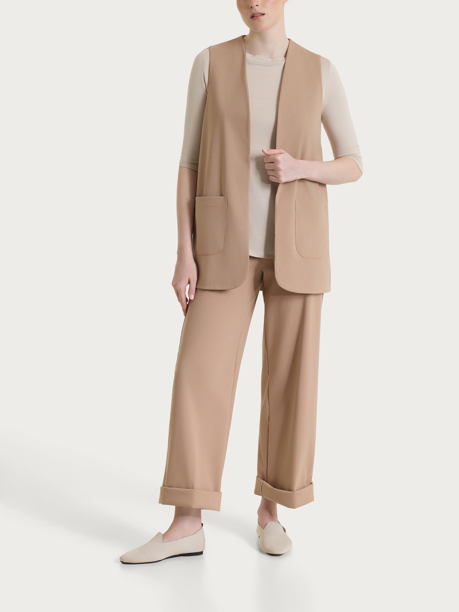 Ragno Compact Light gilet aperto Warm Taupe tasche