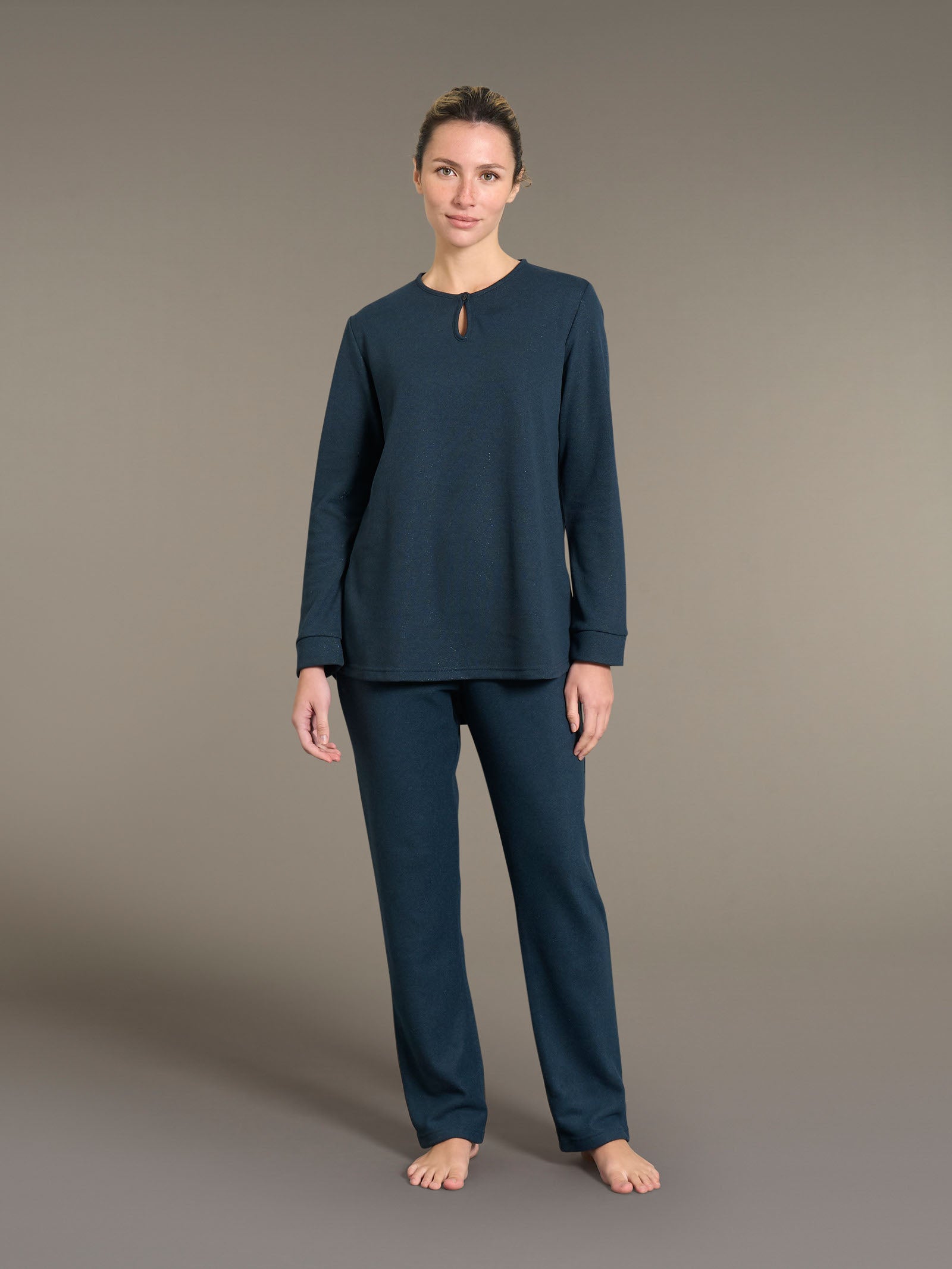 Ragno Jersey Pigiama Lungo Serafino reflecting pond lurex