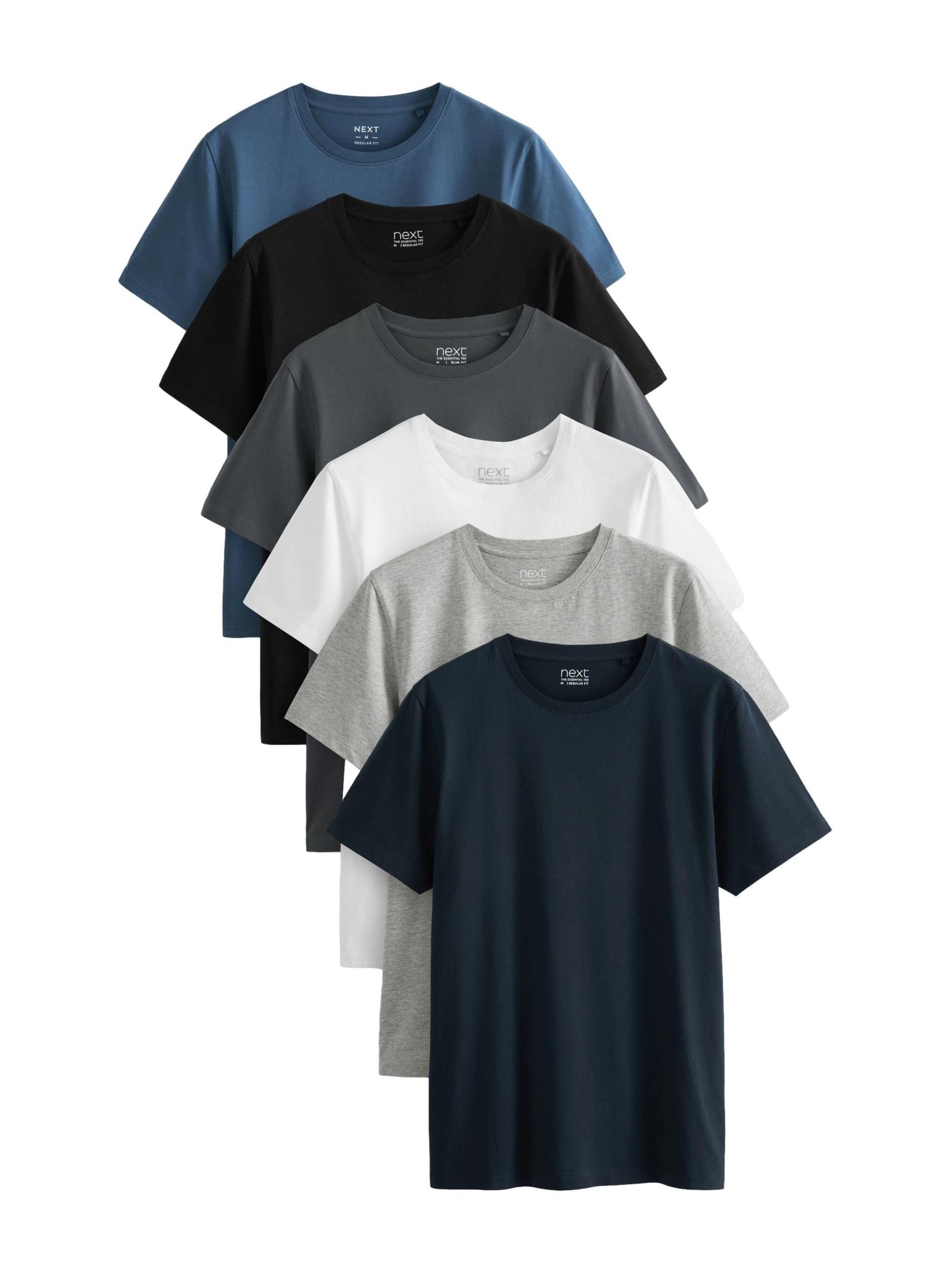Next Basic T-Shirt Cotone Uomo Confezione da 6 Regular