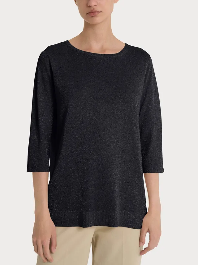 Ragno Viscosa Summer maglia barca lurex nera manica 3/4 leggera