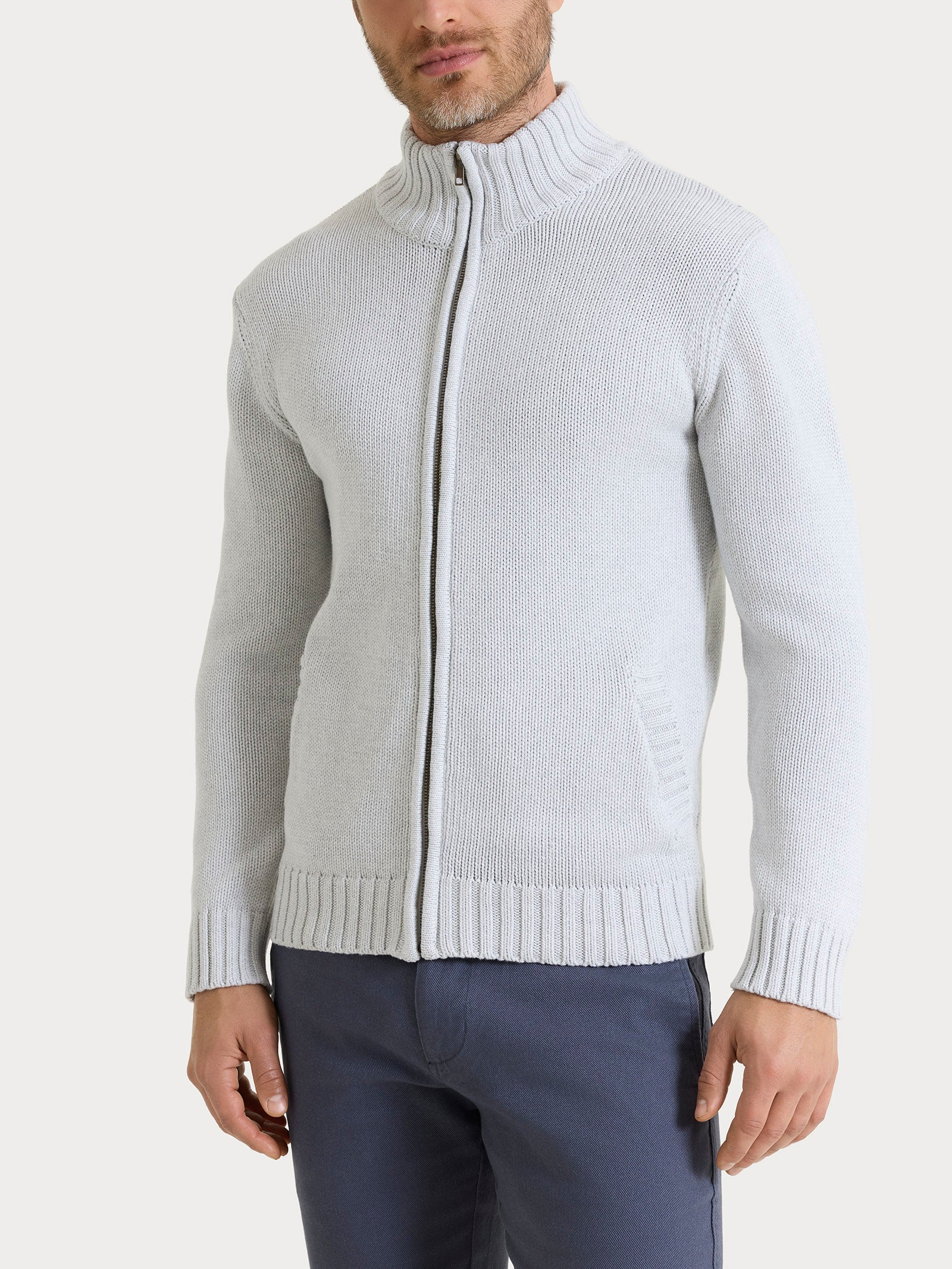 Ragno Winter Cotton cardigan uomo zip cotone grigio