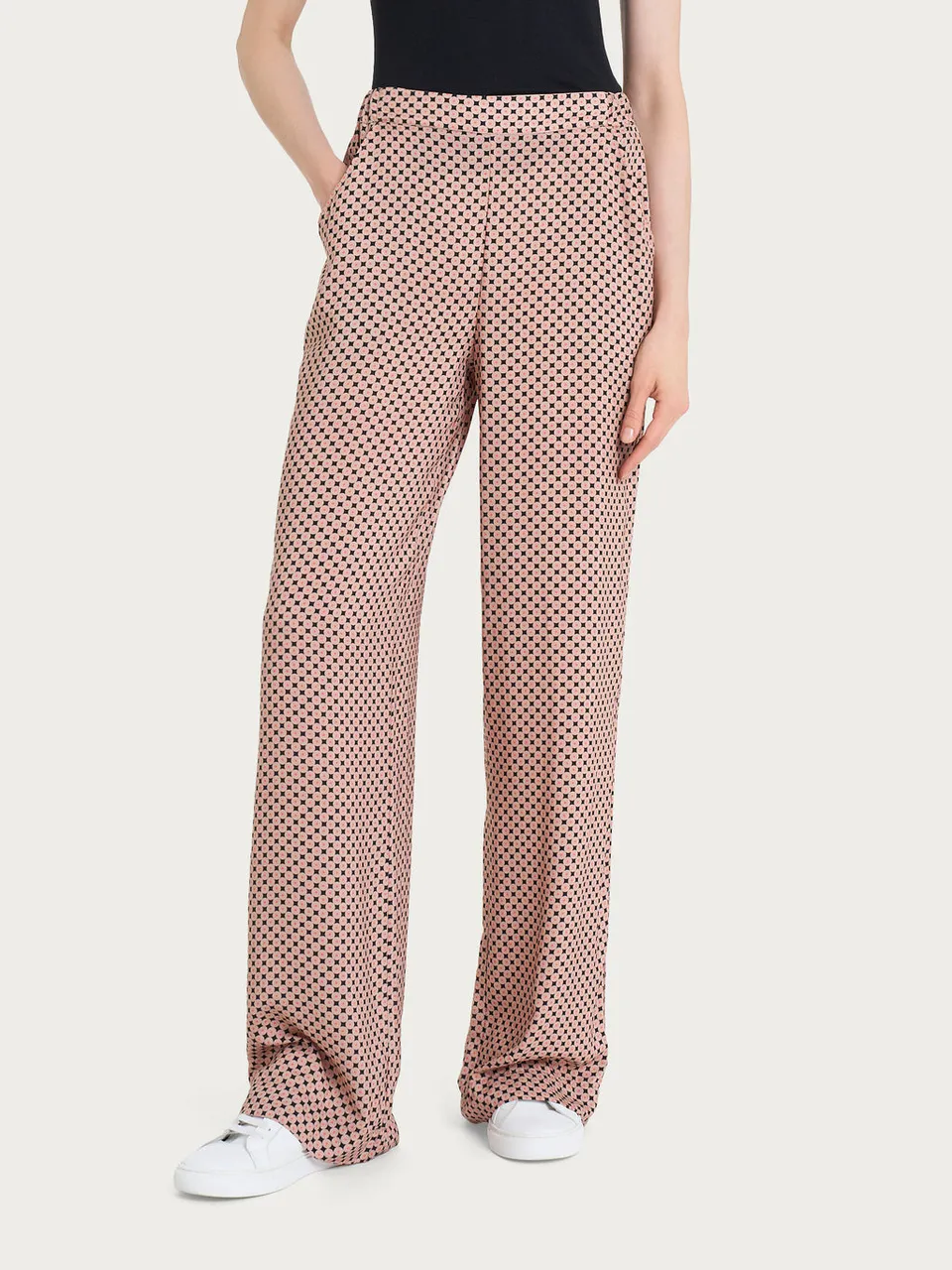 Ragno Pantaloni Larghi Ecoseta Nero fantasia cravatta