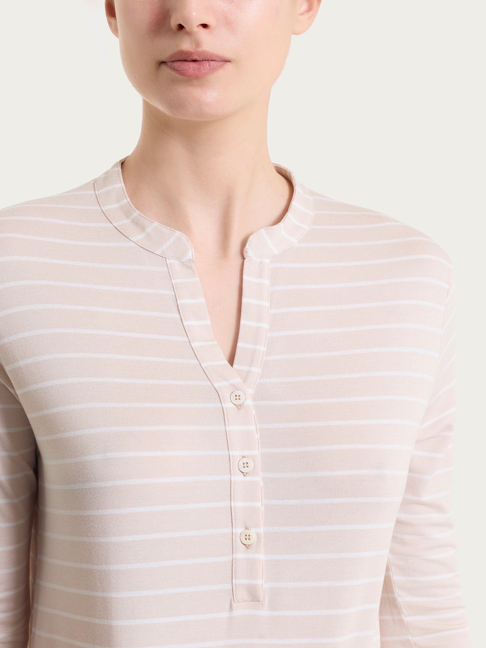 Ragno Summer Light Piquet Maglietta Righe Almond Peach