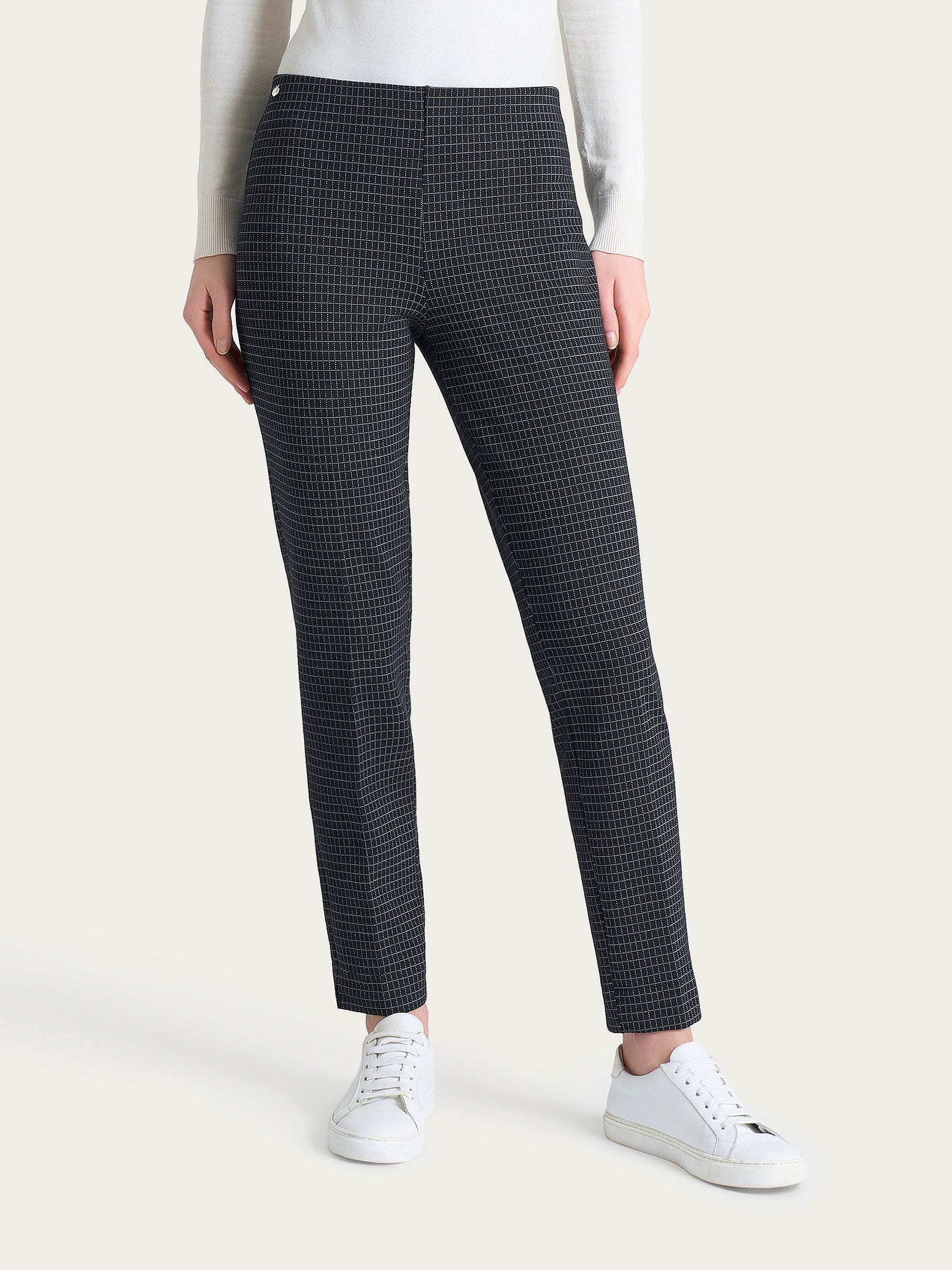 Ragno Eco Jacquard pantalone sigaretta Fant.Nero check skinny