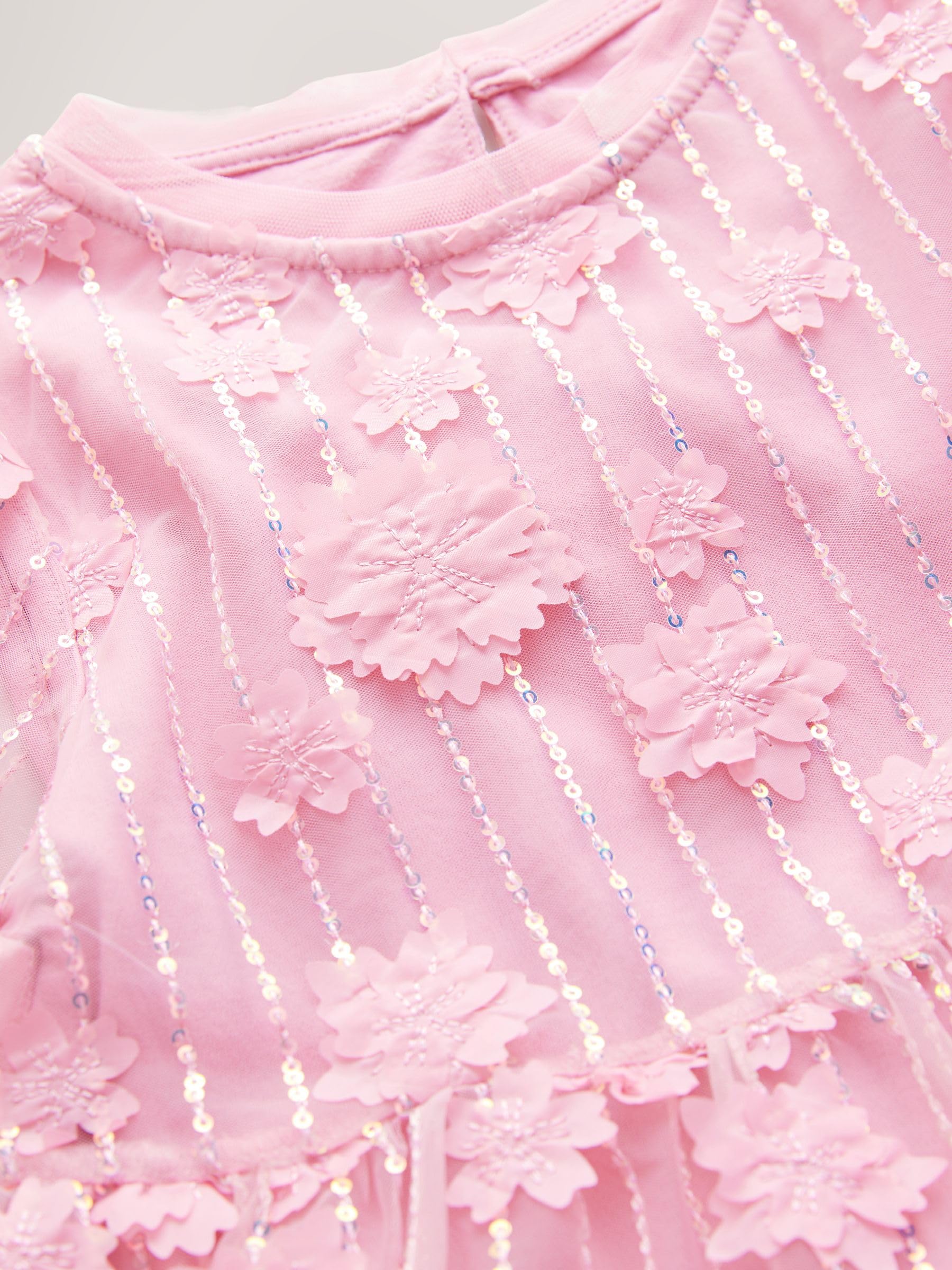 Next Abito Rete Fiori Paillettes vestito bambina 5 anni festa