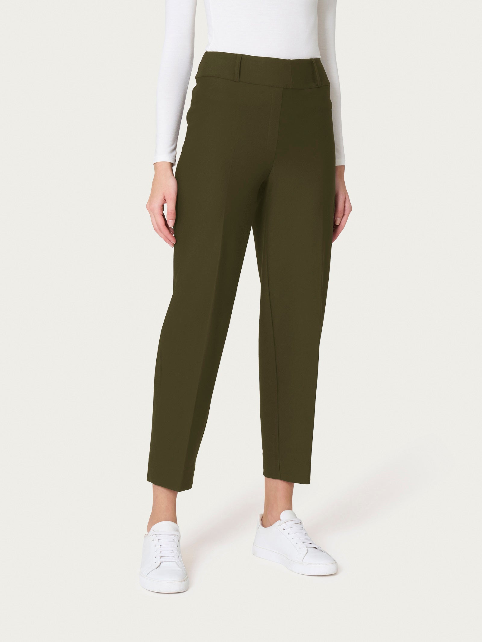Ragno Compact pantalone carota Dark Olive tapered cropped