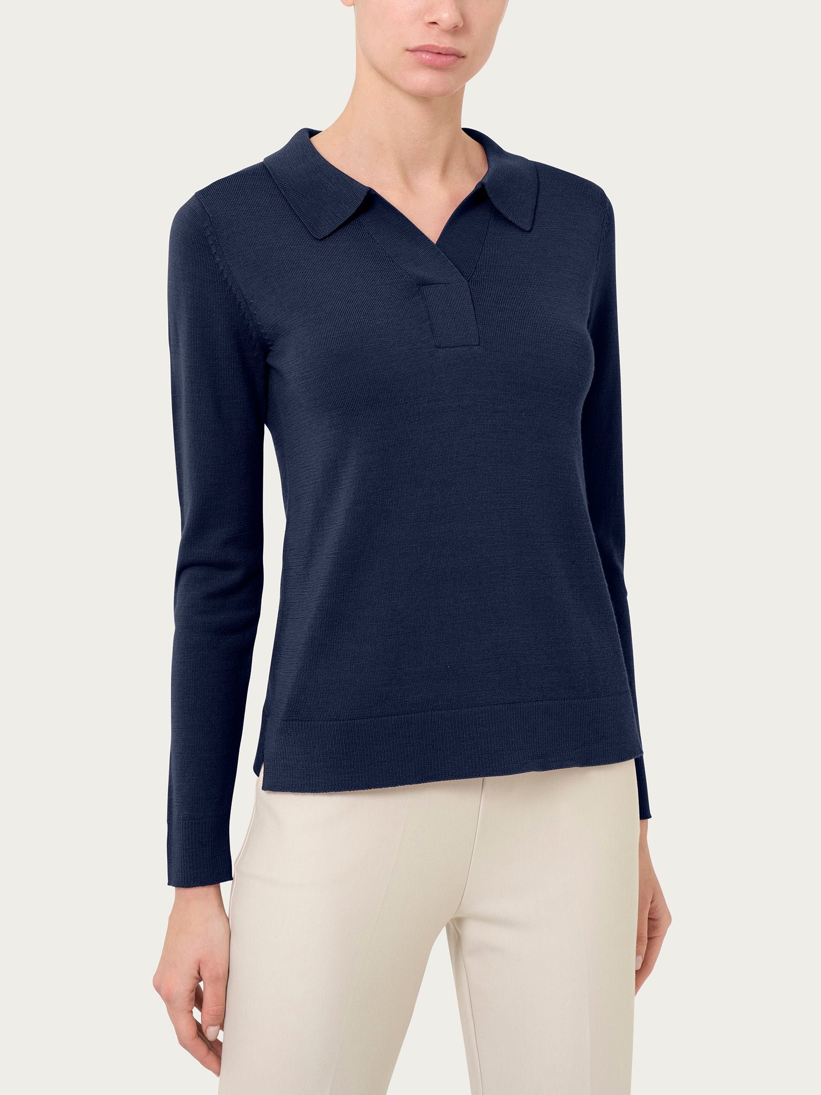 Ragno Merino Soft Polo Lana Regular Bleu