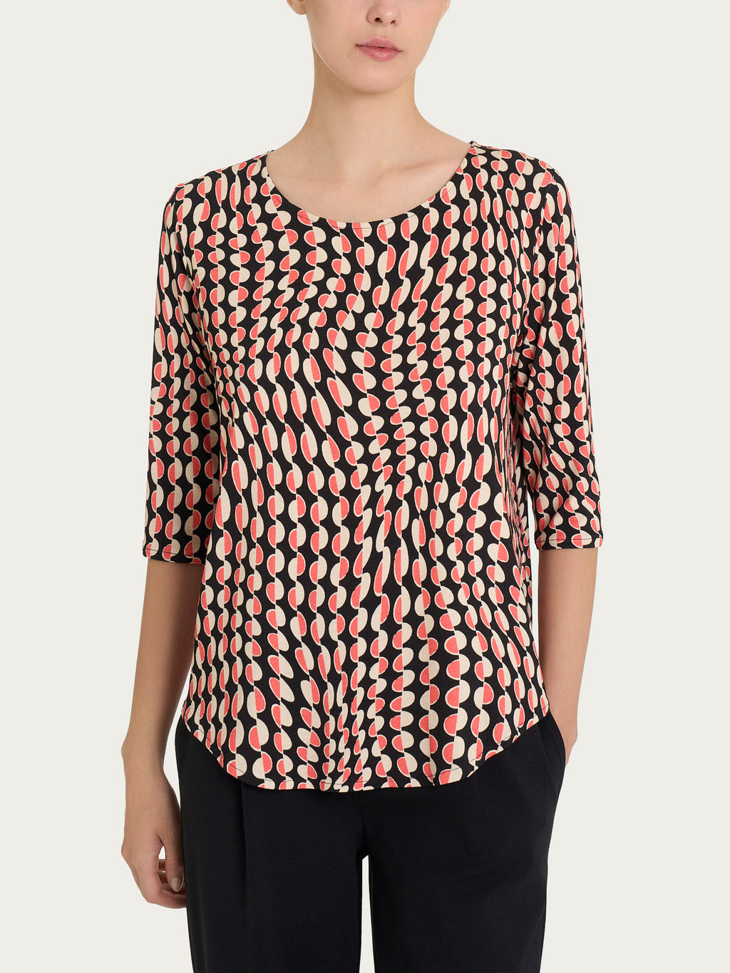 Ragno Viscosa Summer t-shirt onde scollo rotondo nero
