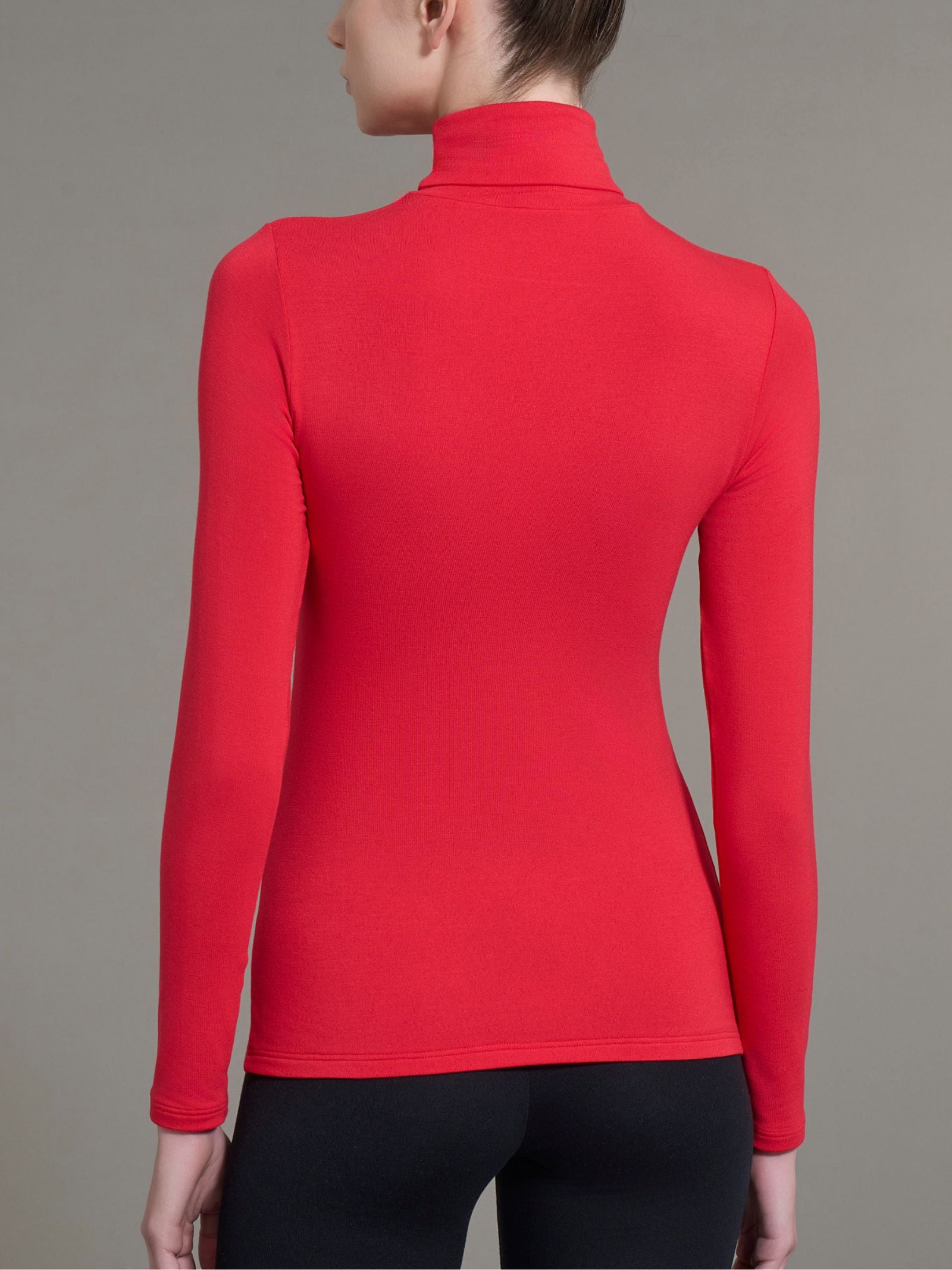 Ragno Viscosa Summer dolcevita maglia rossa skinny manica lunga