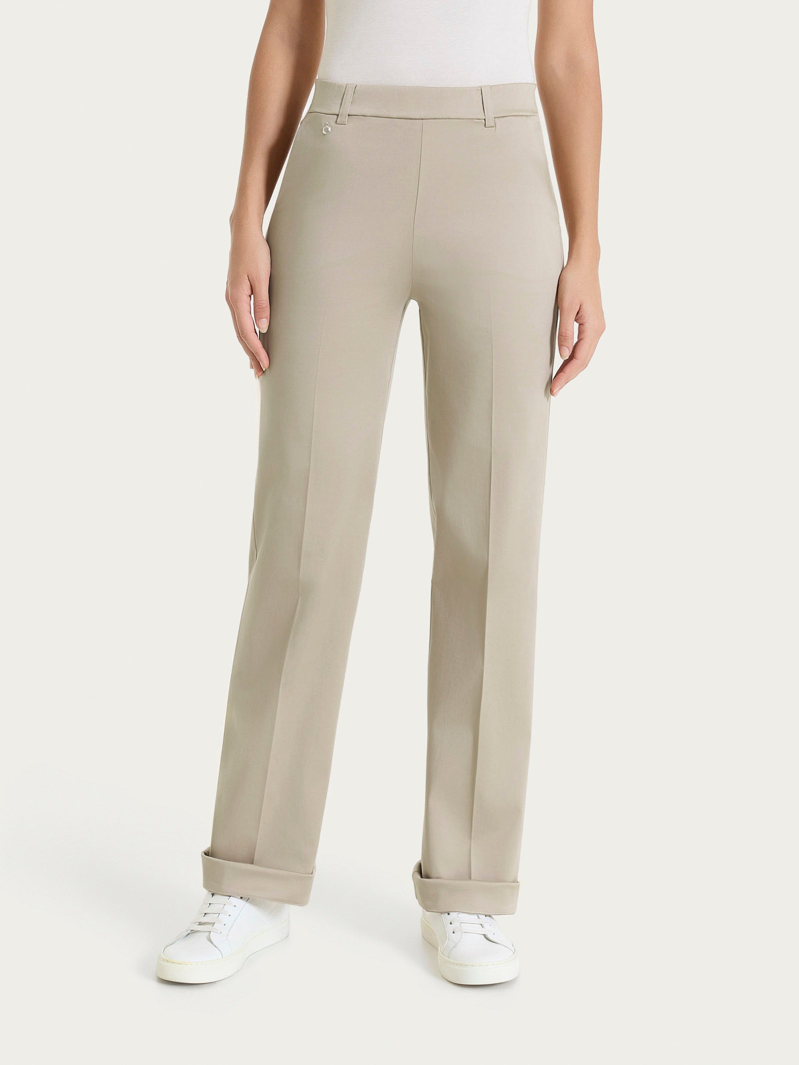 Ragno Satin Power pantalone dritto risvolto Crockery cotone