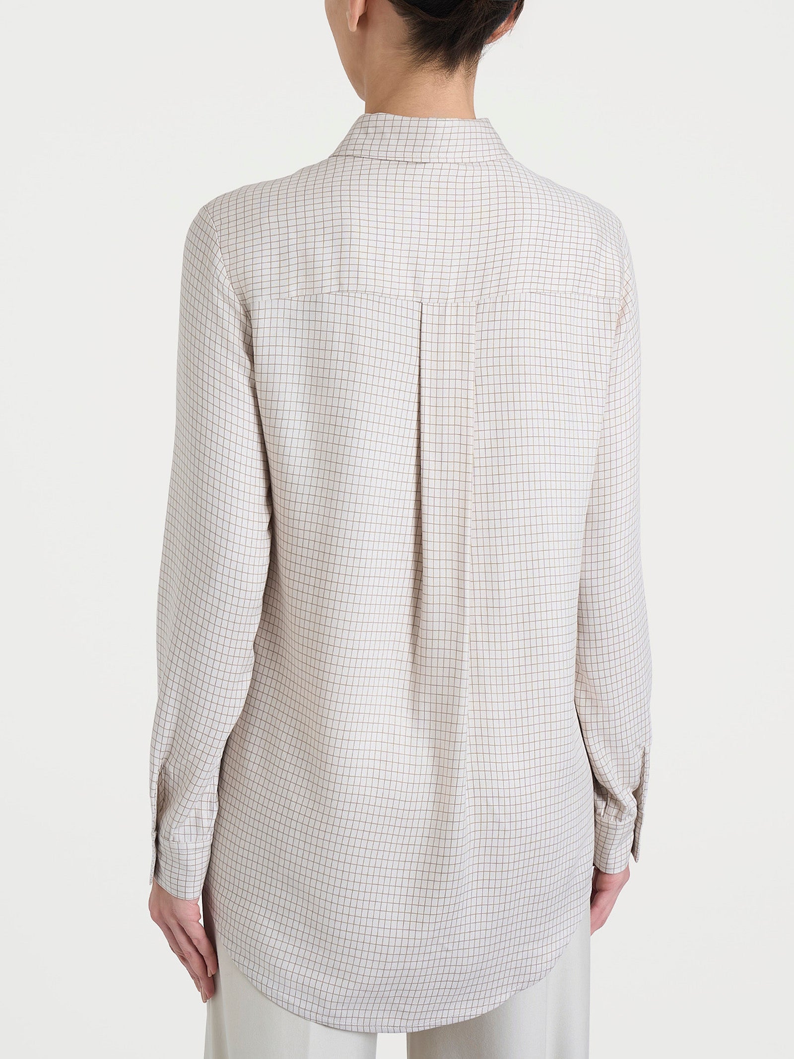 Ragno Winter EcoSeta camicia micro check Champignon calda