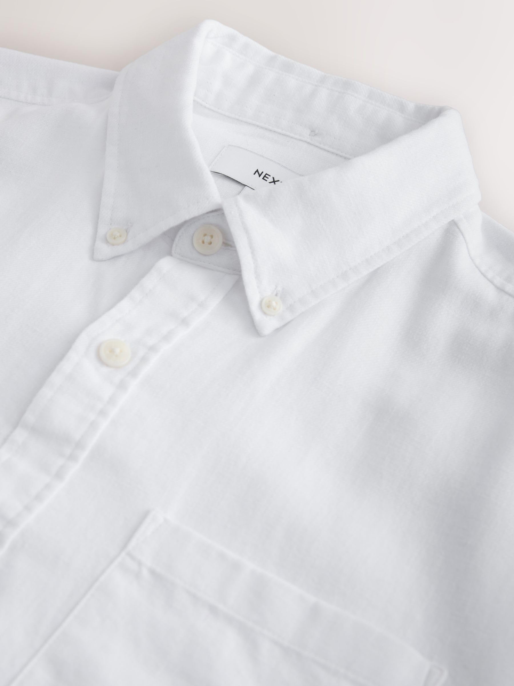 Next camicia uomo maniche corte cotone lino button-down