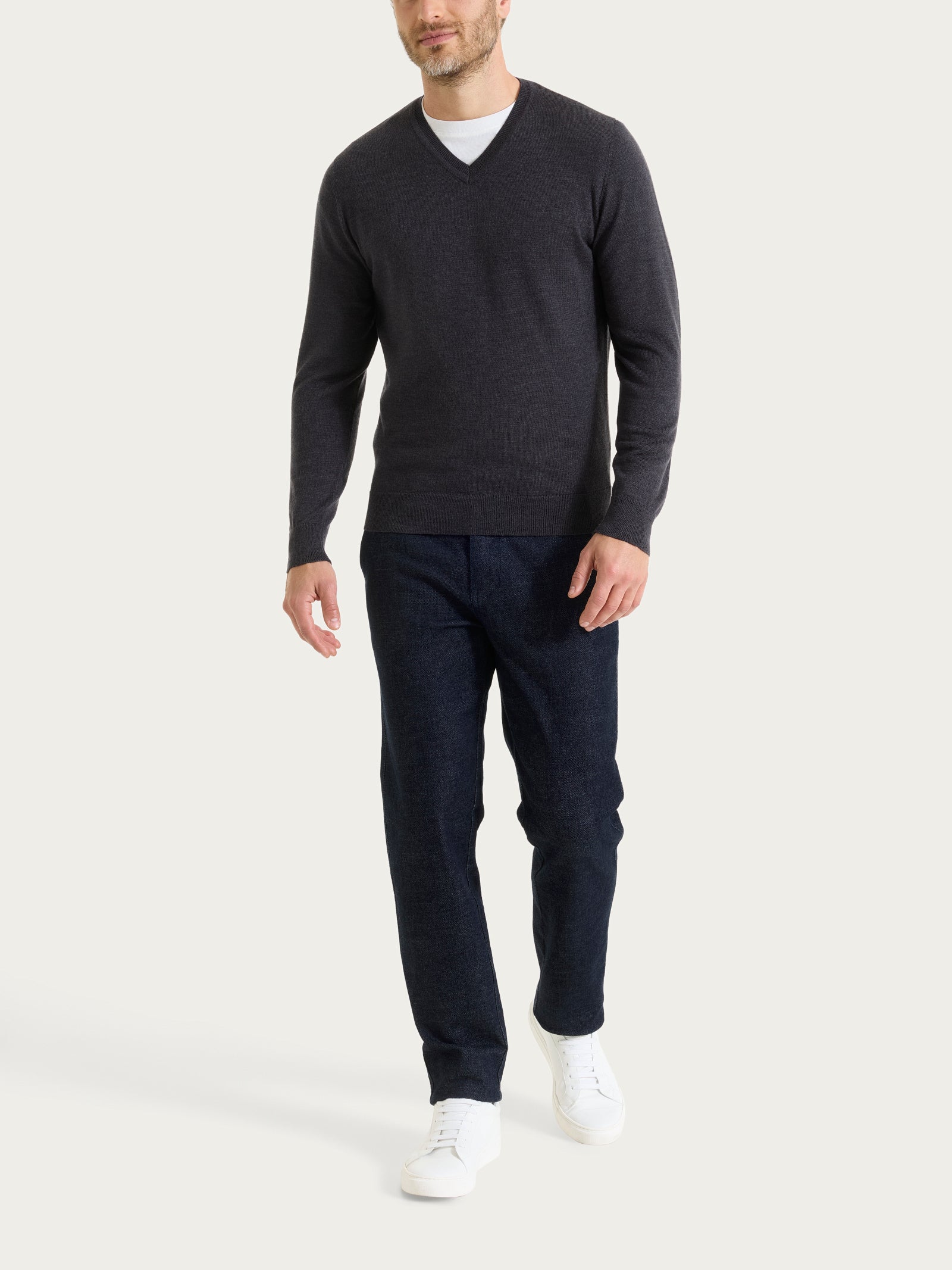 Ragno Merino Soft Maglia Scollo V Oscuro Mel. leggera