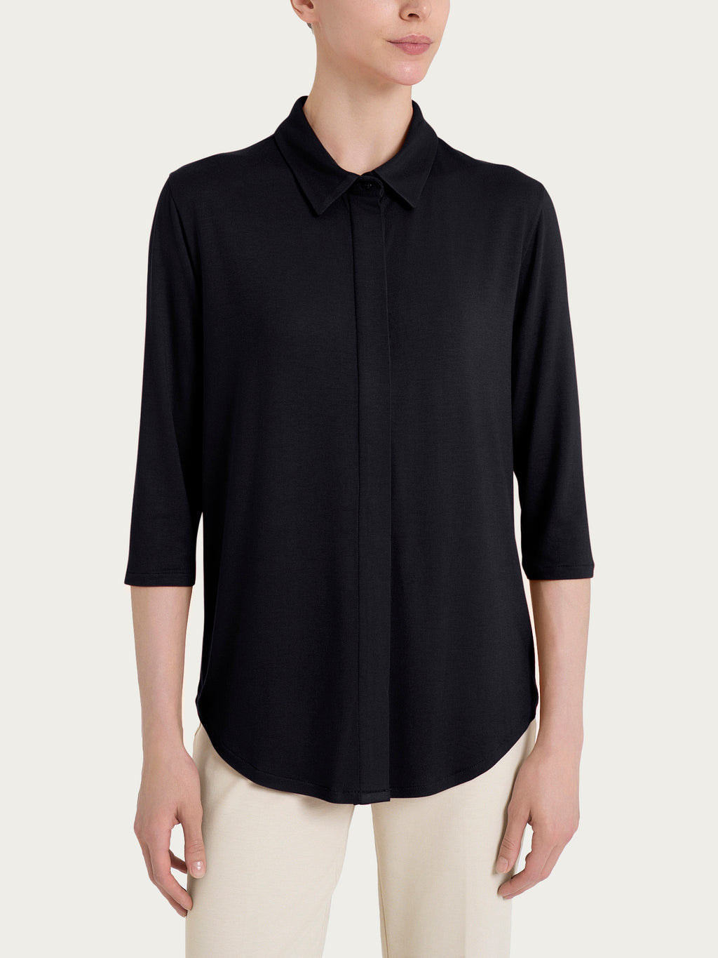 Ragno Viscosa Summer camicia nera manica 3/4