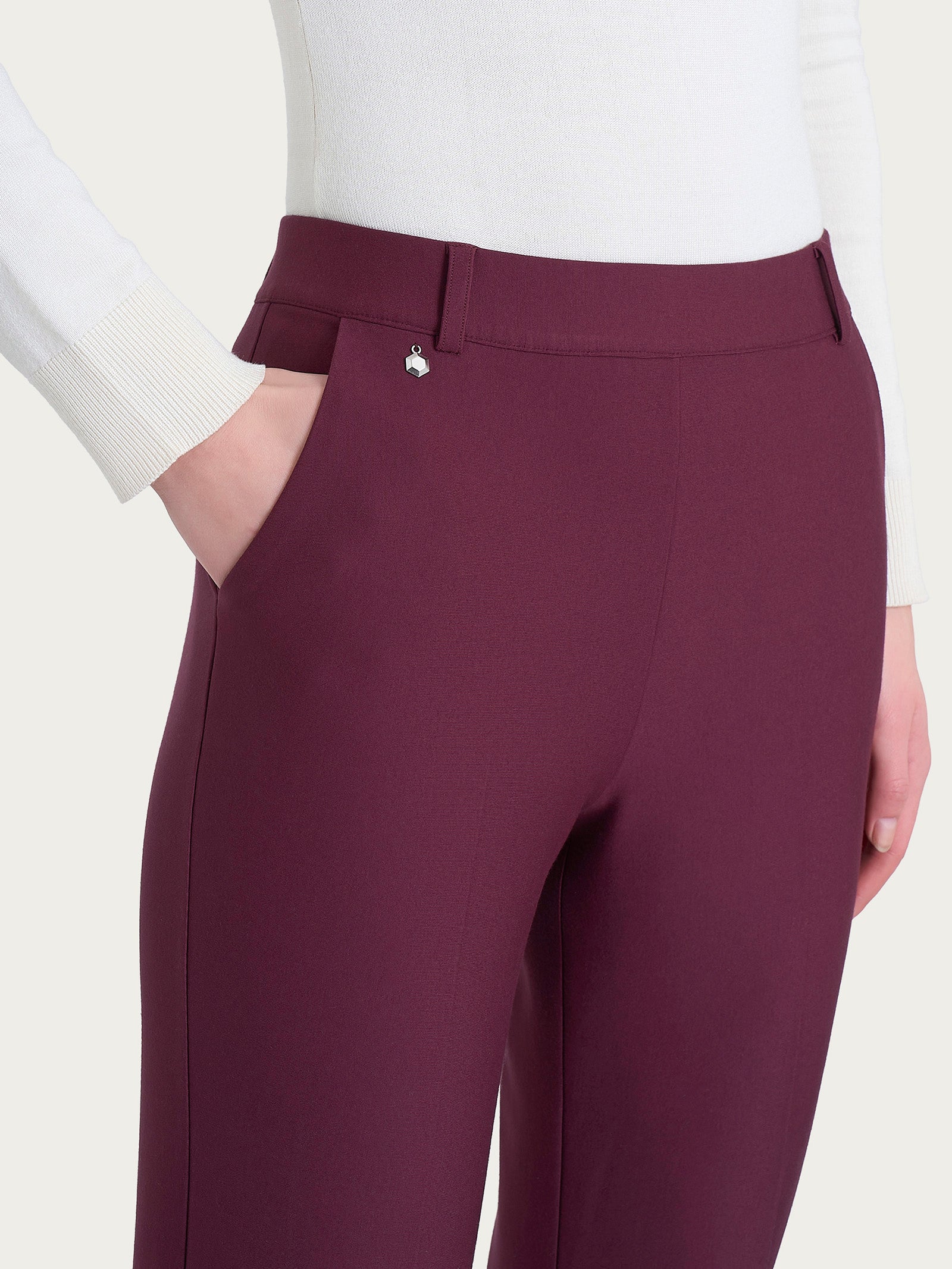 Ragno Compact Pantalone Flare fig viola elasticizzato