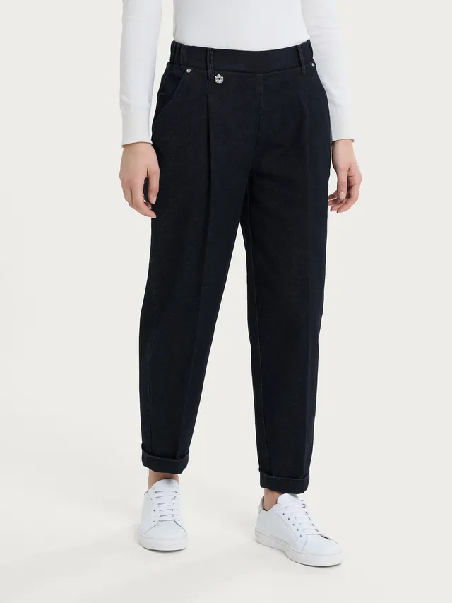 Ragno Super Denim Jeans Carota Tapered Nero Donna
