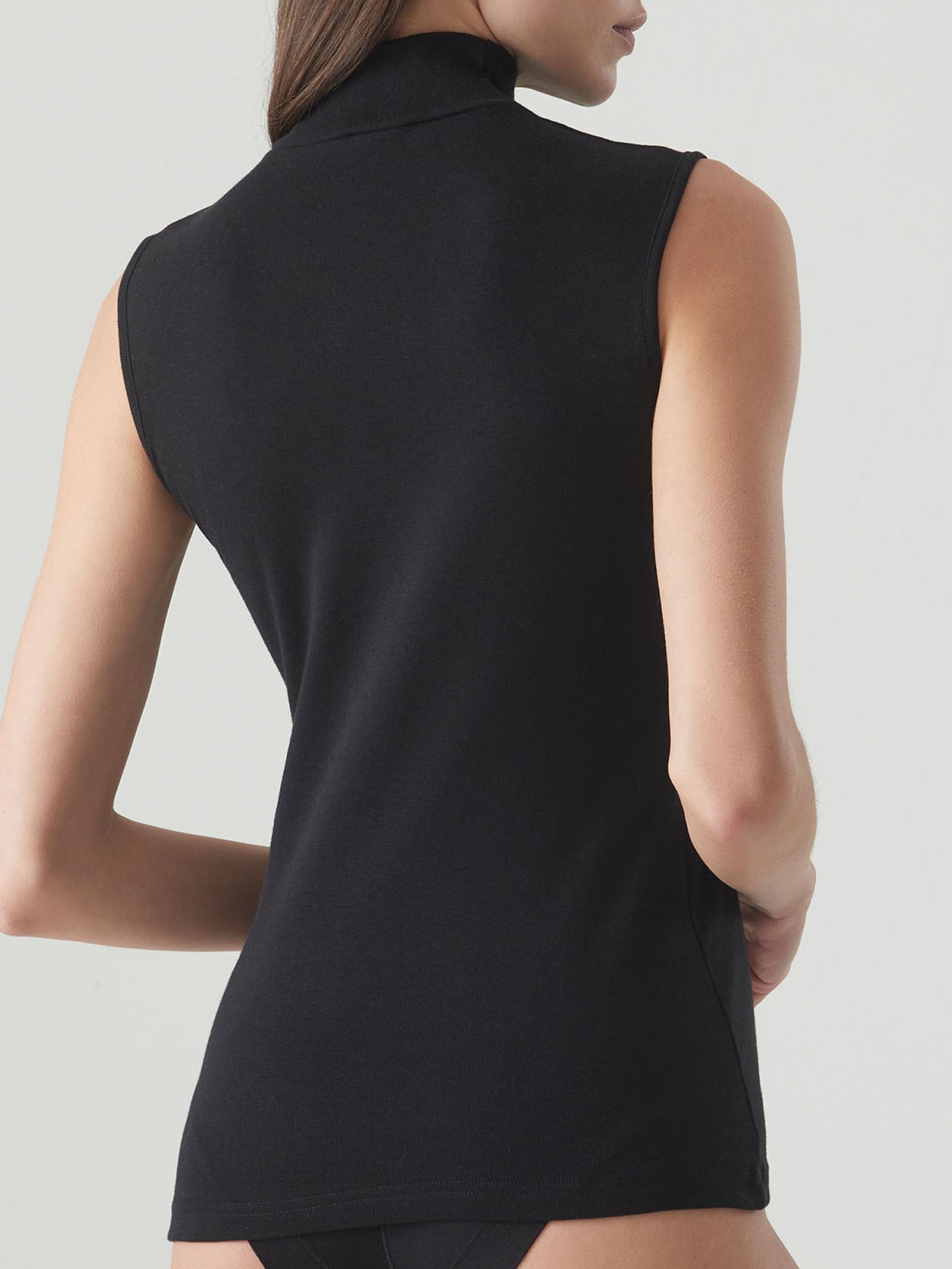 Ragno Thermo Cotton Smanicato Collo Alto Nero cotone