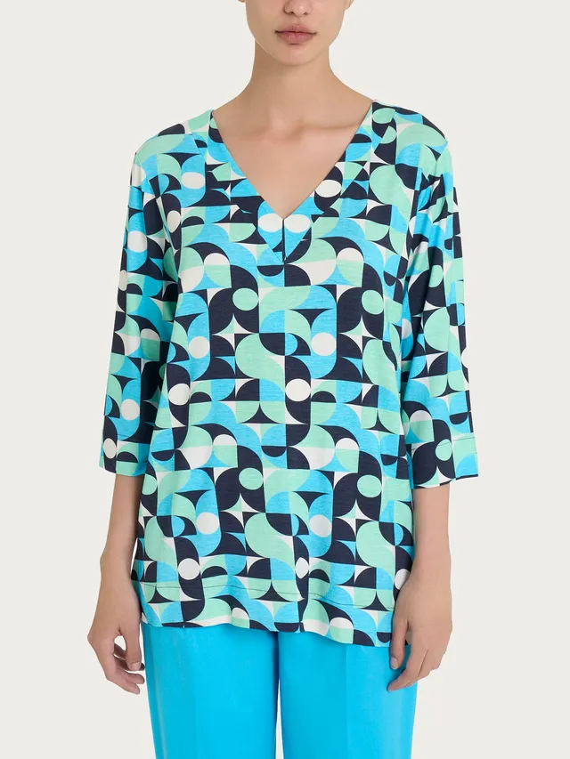 Ragno Viscosa Summer blusa scollo V Fant. Aquarius manica 3/4