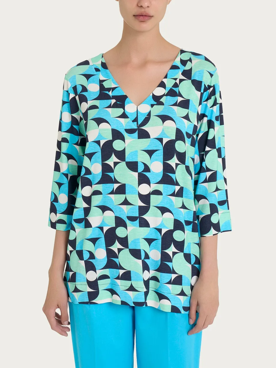 Ragno Viscosa Summer blusa scollo V Fant. Aquarius manica 3/4