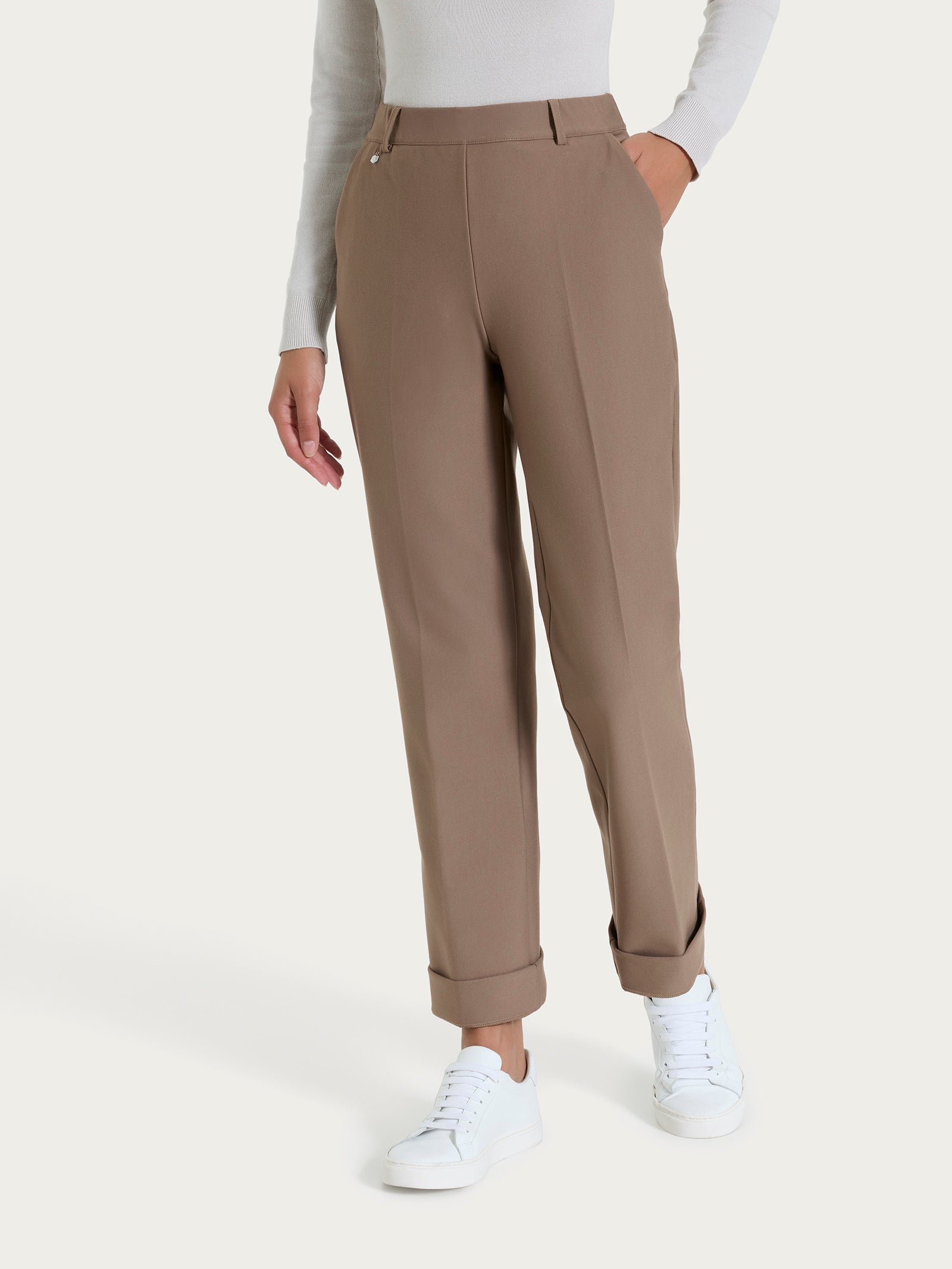 Ragno Compact The Wide Leg pantalone Pine Bark con tasche