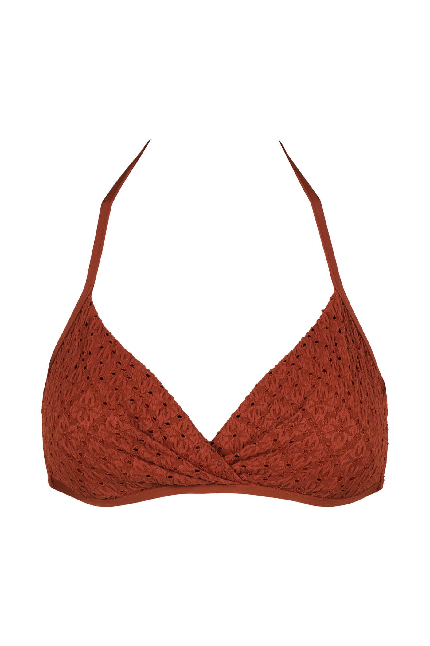 Goldenpoint Damasco triangolo fisso arricciato top bikini jacquard