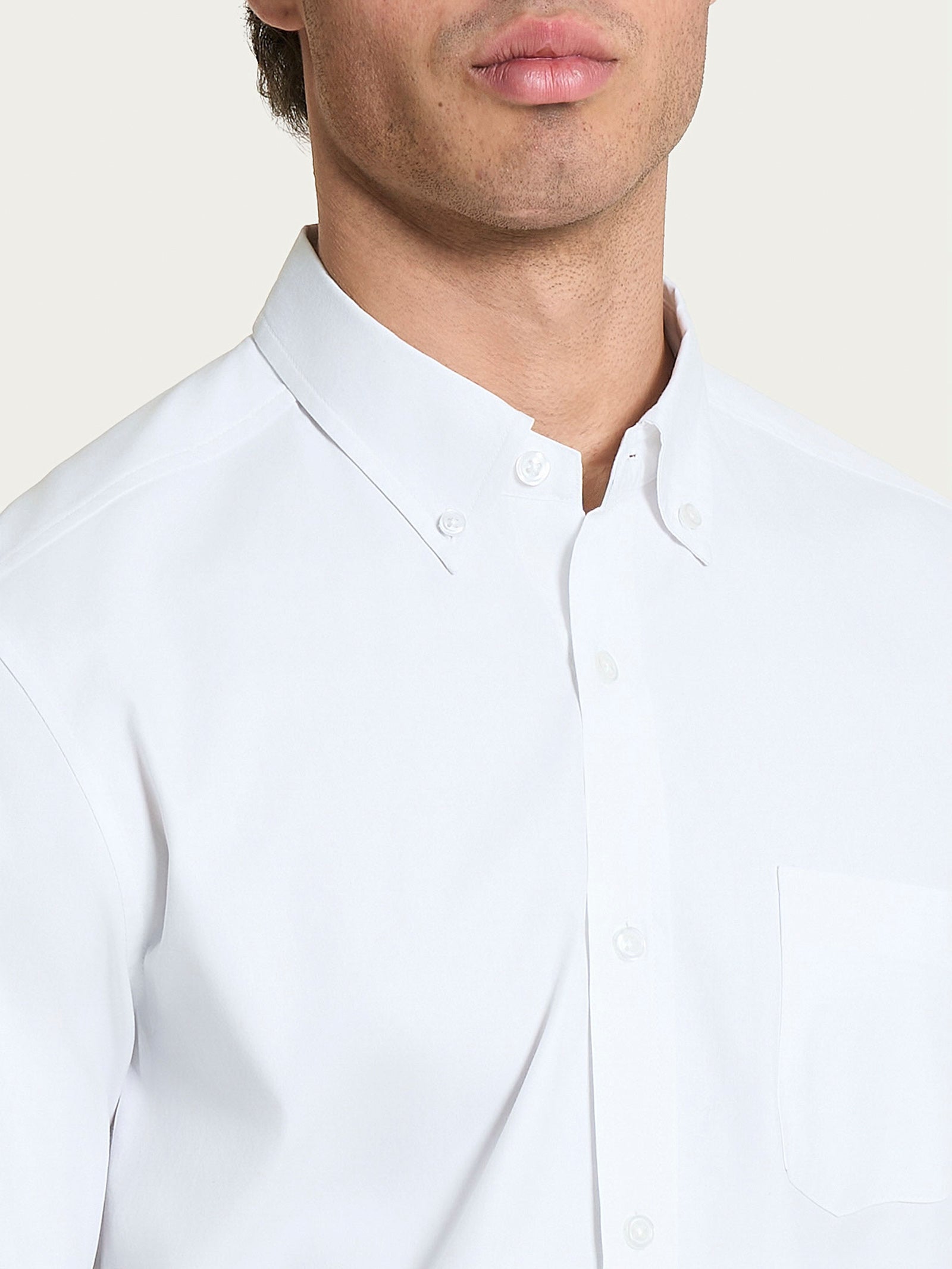 Ragno Oxford Double Twisted Button Down camicia uomo bianco cotone